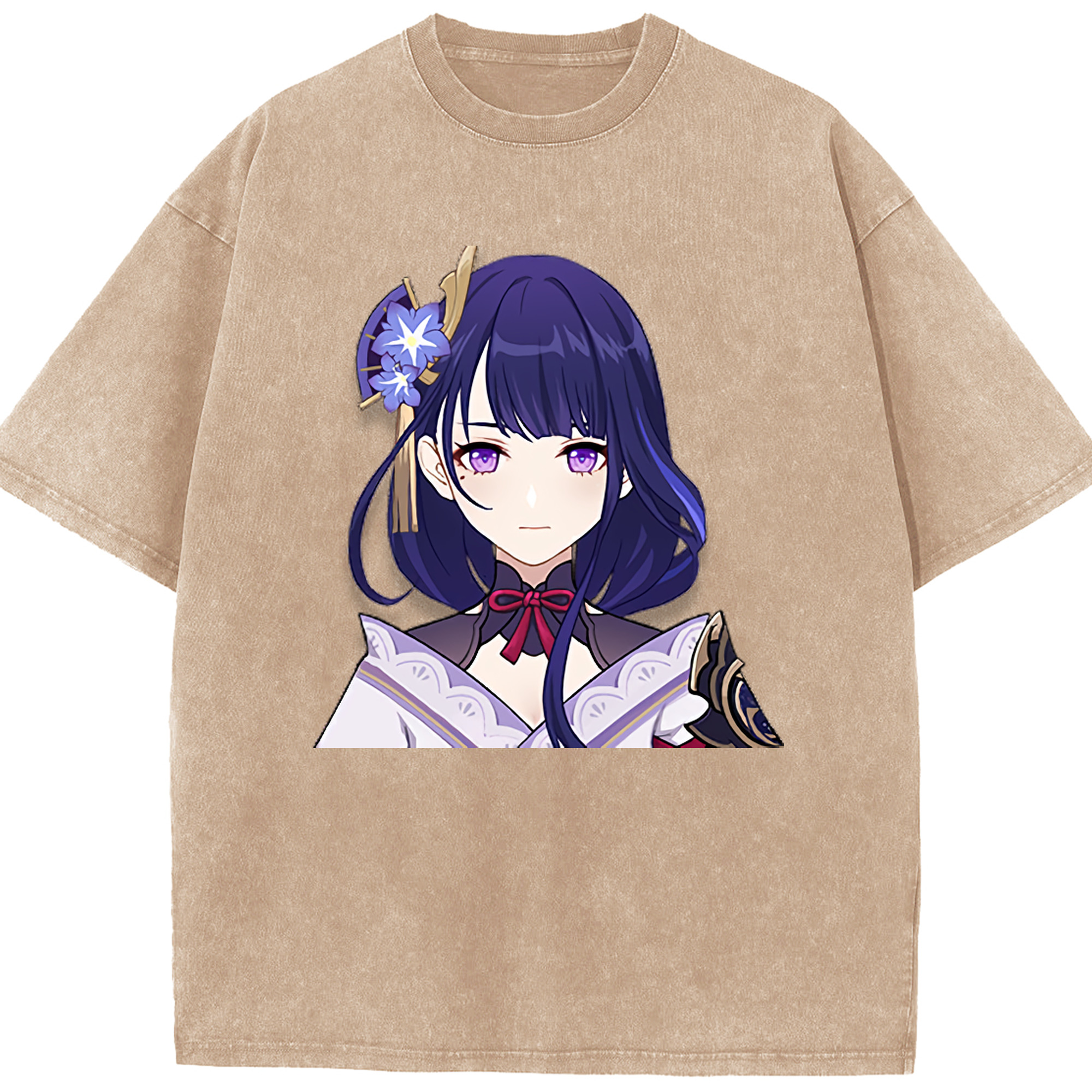 げんし神 雷電将軍 らいでんしょうぐん genshin Raiden Shogun 綿100% ヴィンテージ風 半袖Tシャツ（フロントプリント）