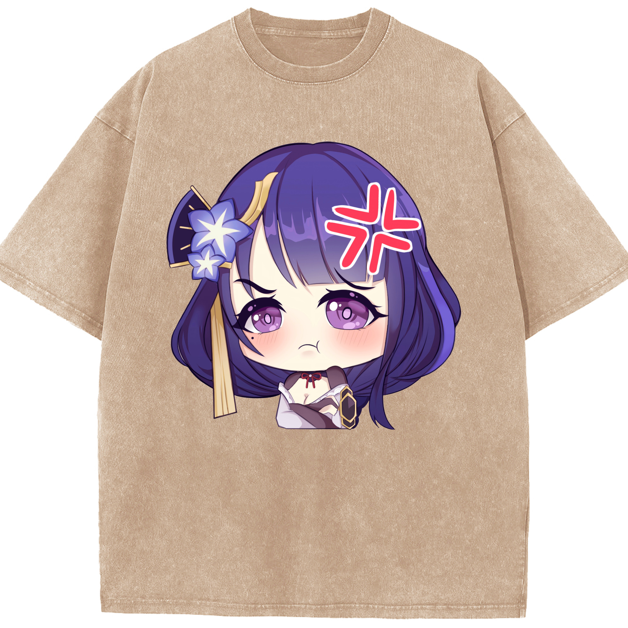 げんし神 雷電将軍 らいでんしょうぐん genshin Raiden Shogun 綿100% ヴィンテージ風 半袖Tシャツ（フロントプリント）