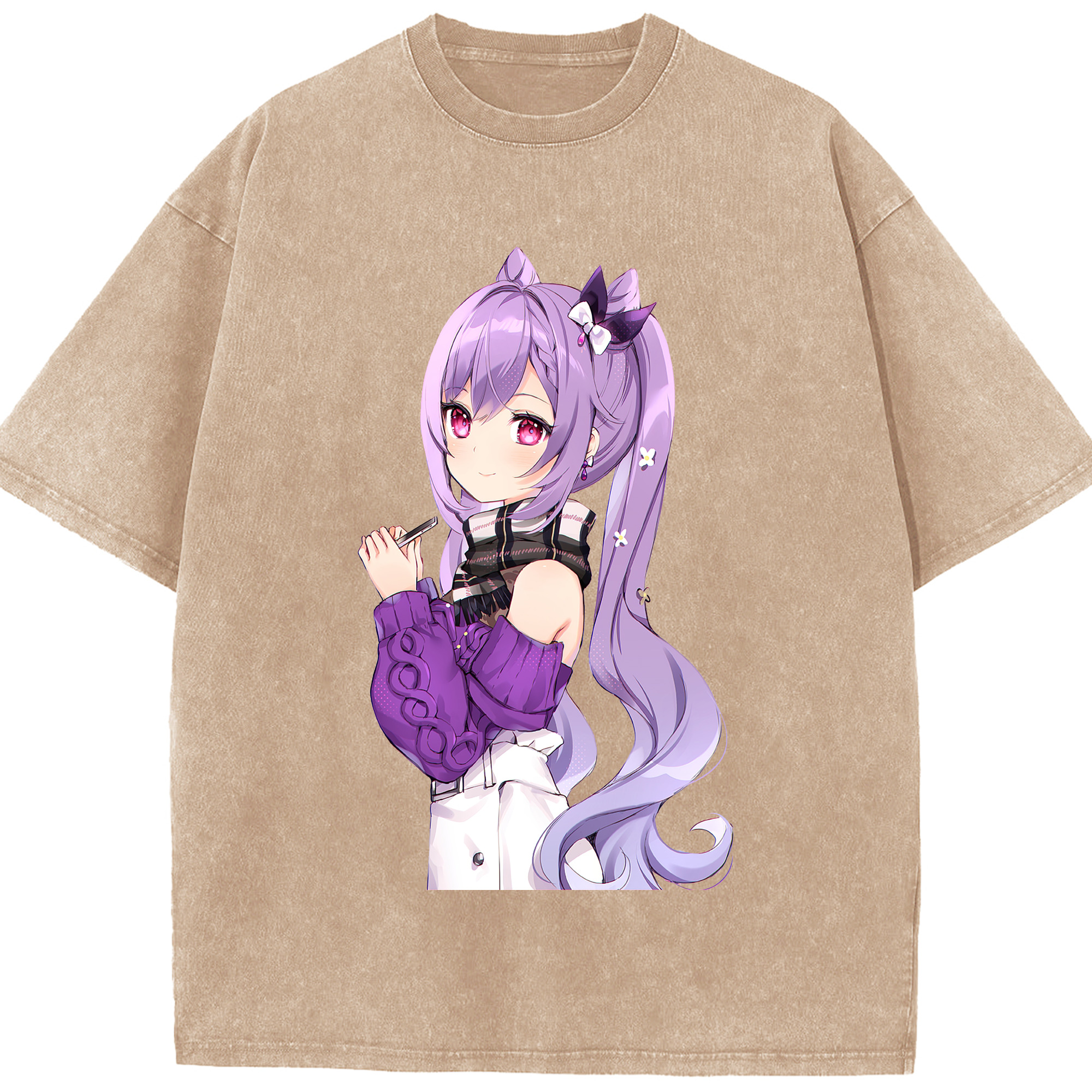 げんし神 刻晴 こくせい genshin Kokusei 綿100% ヴィンテージ風 半袖Tシャツ（フロントプリント）