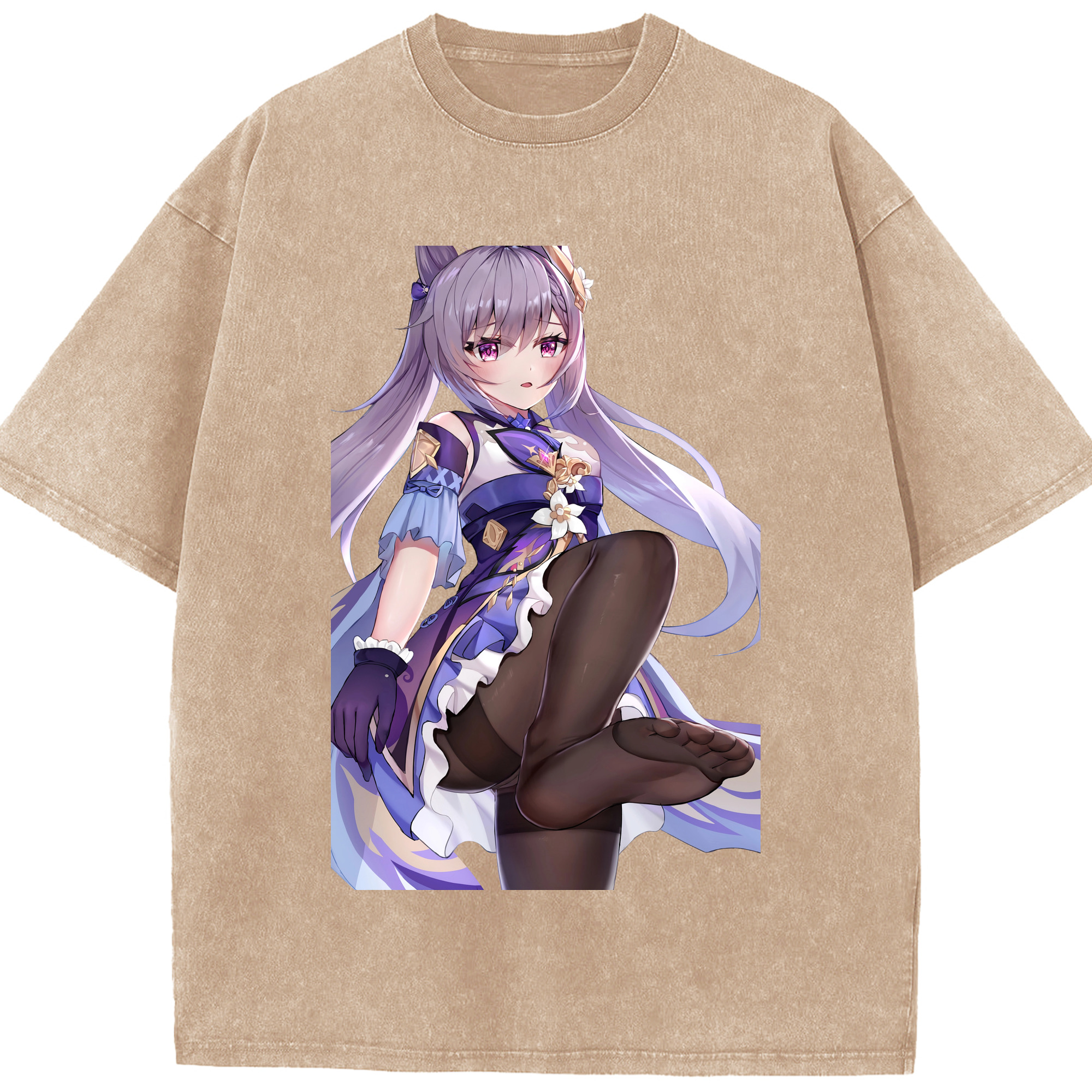 げんし神 刻晴 こくせい genshin Kokusei 綿100% ヴィンテージ風 半袖Tシャツ（フロントプリント）
