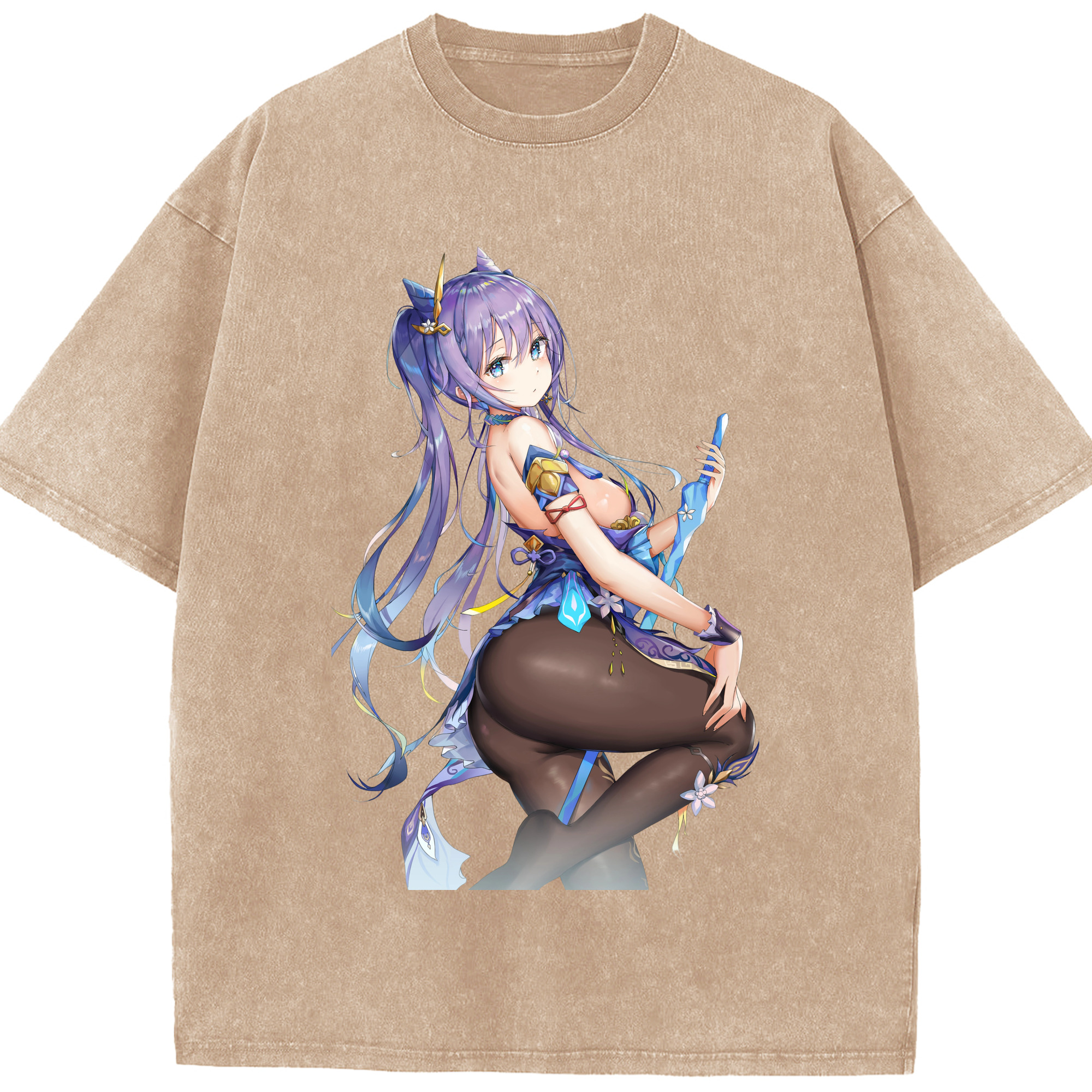 げんし神 刻晴 こくせい genshin Kokusei 綿100% ヴィンテージ風 半袖Tシャツ（フロントプリント）