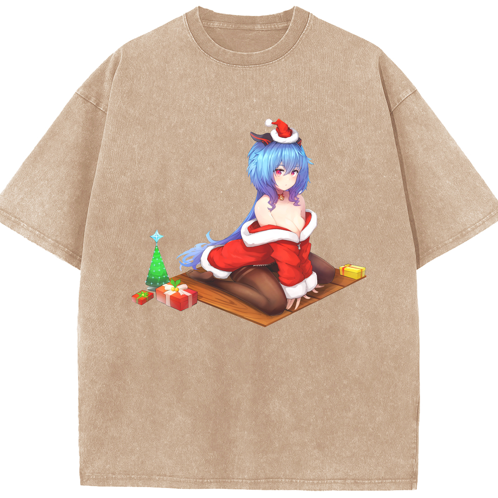 げんし神 甘雨 かんう genshin Ganyu 綿100% ヴィンテージ風 半袖Tシャツ（フロントプリント）