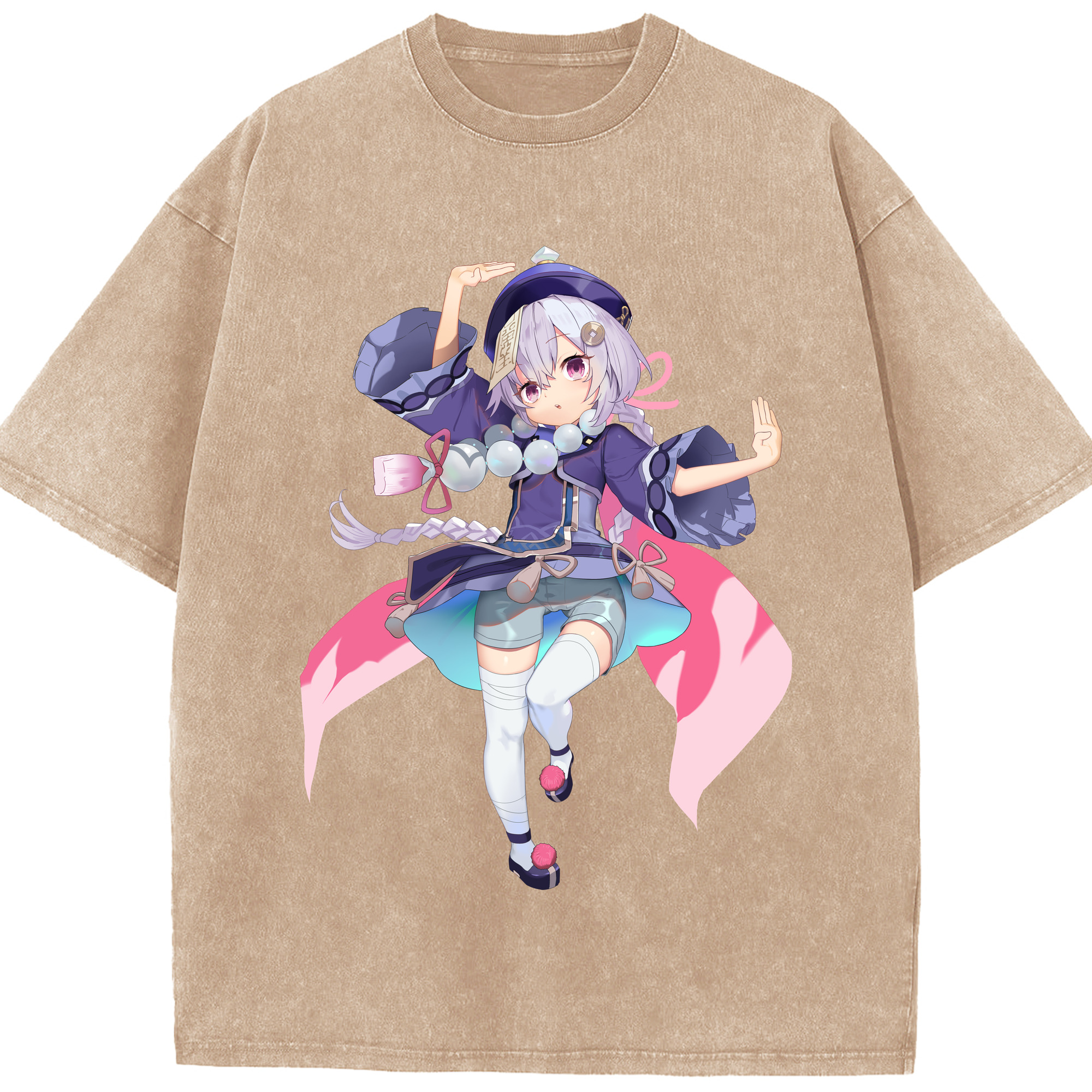 げんし神 七七 なな  genshin Nana 綿100% ヴィンテージ風 半袖Tシャツ（フロントプリント）