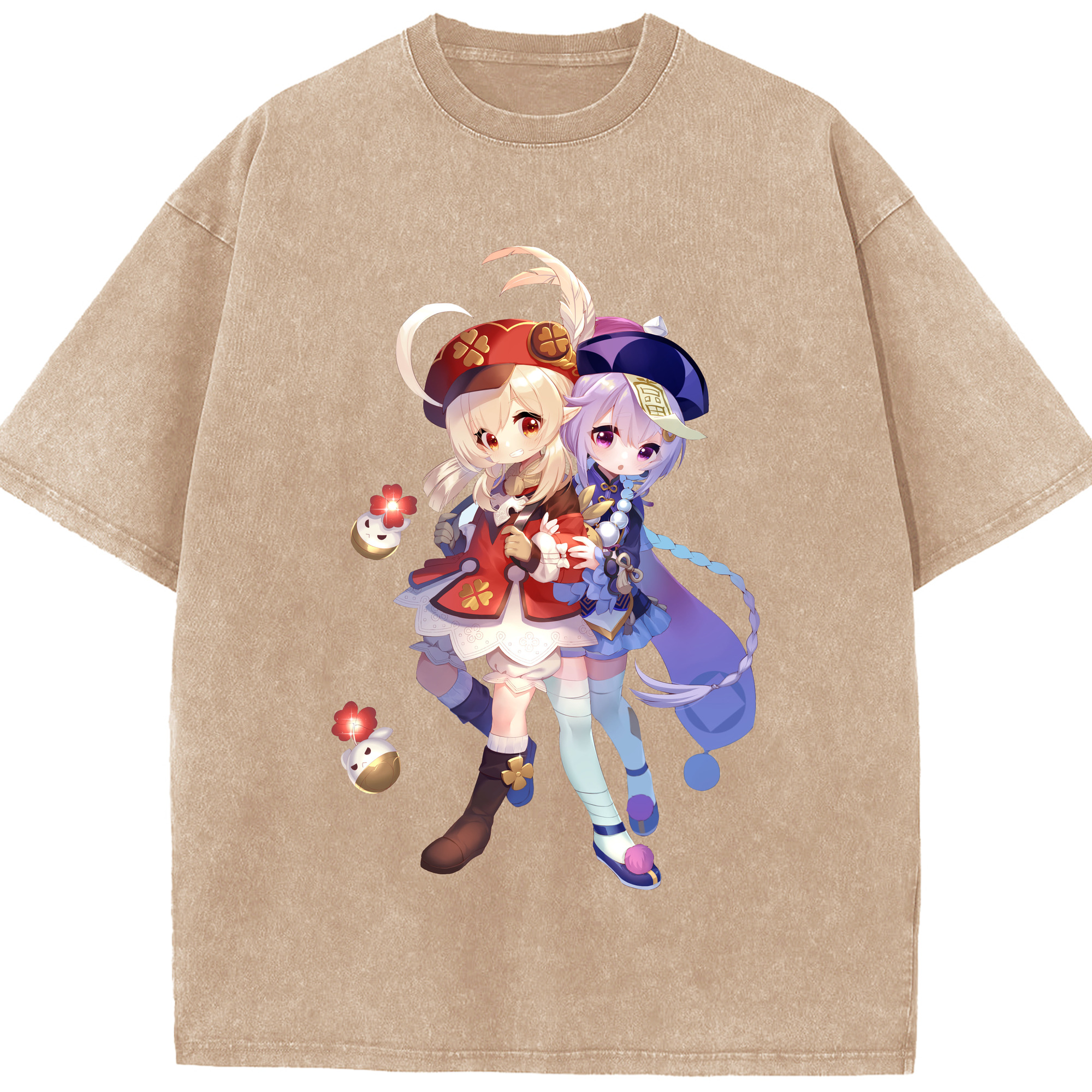 げんし神 七七 なな  genshin Nana 綿100% ヴィンテージ風 半袖Tシャツ（フロントプリント）