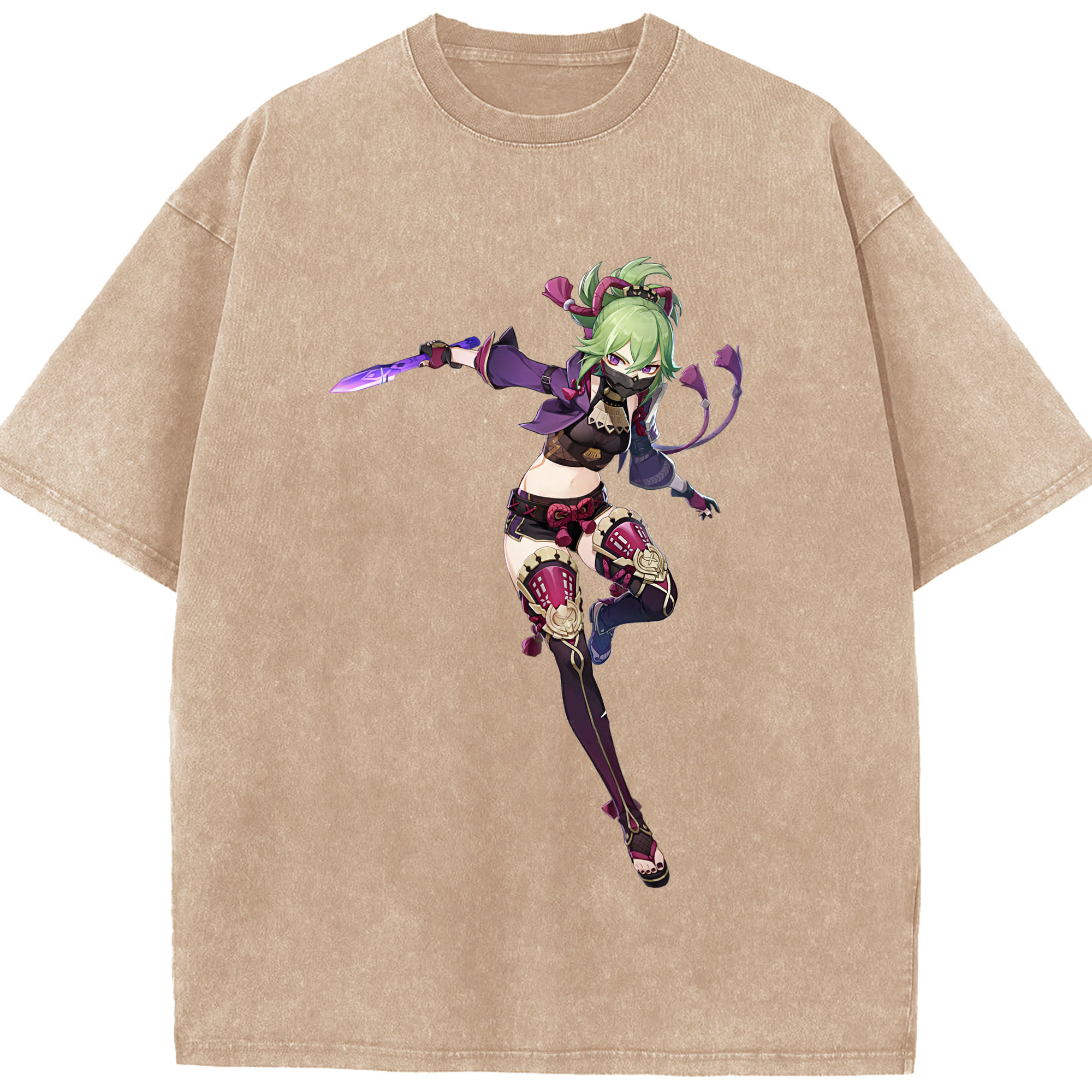げんし神  久岐忍 くき しのぶ genshin Kuki Shinobu 綿100% ヴィンテージ風 半袖Tシャツ（フロントプリント）