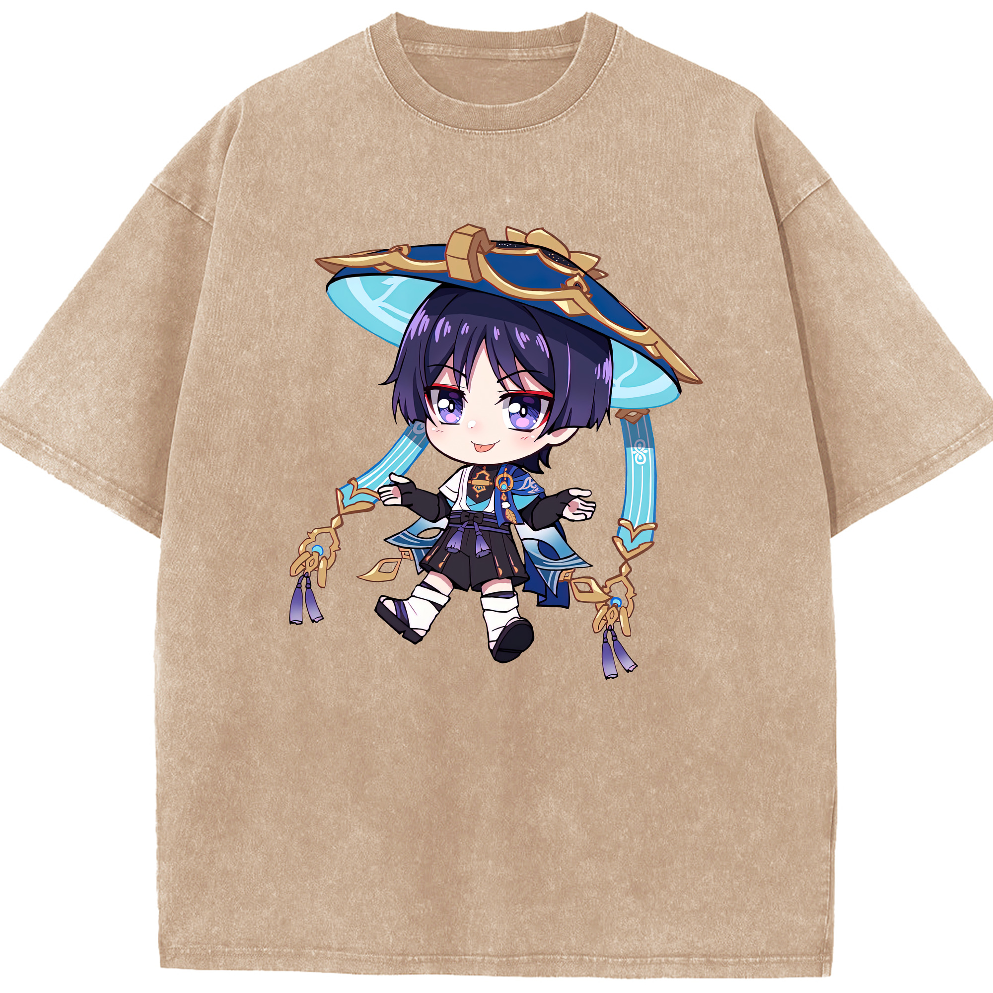 げんし神 さんペい genshin Sanpei 綿100% ヴィンテージ風 半袖Tシャツ（フロントプリント）