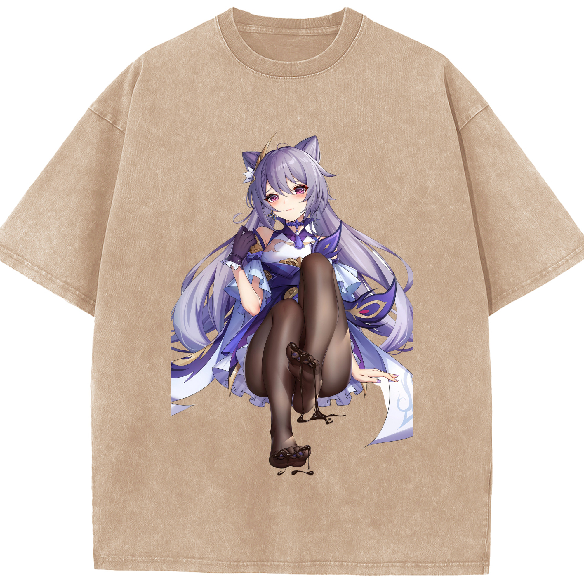げんし神 刻晴 こくせい genshin Kokusei 綿100% ヴィンテージ風 半袖Tシャツ（フロントプリント）