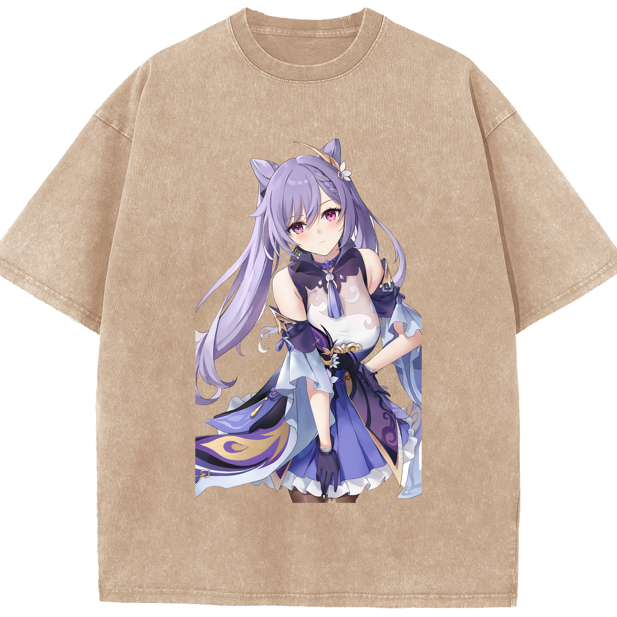 げんし神 刻晴 こくせい genshin Kokusei 綿100% ヴィンテージ風 半袖Tシャツ（フロントプリント）