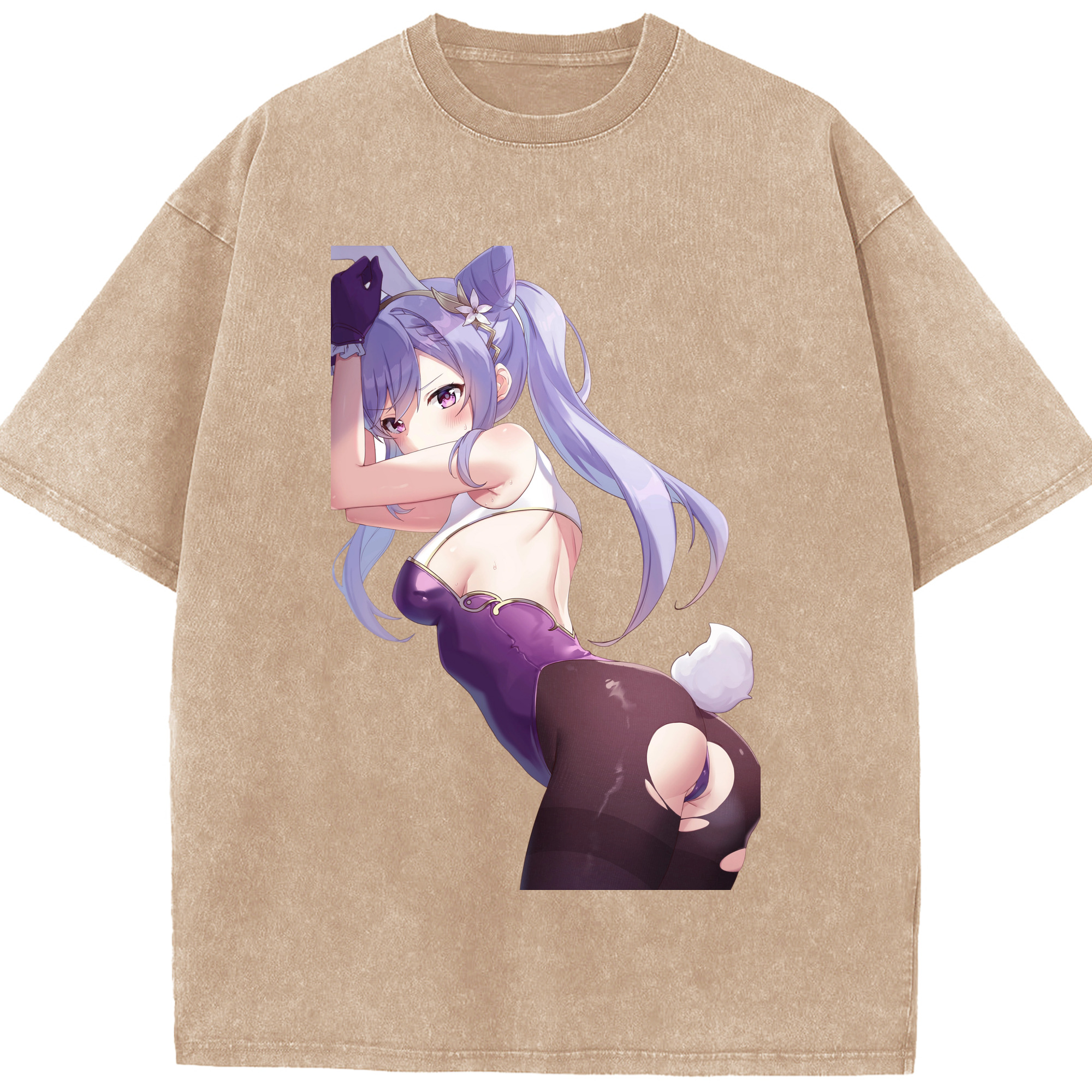 げんし神 刻晴 こくせい genshin Kokusei 綿100% ヴィンテージ風 半袖Tシャツ（フロントプリント）