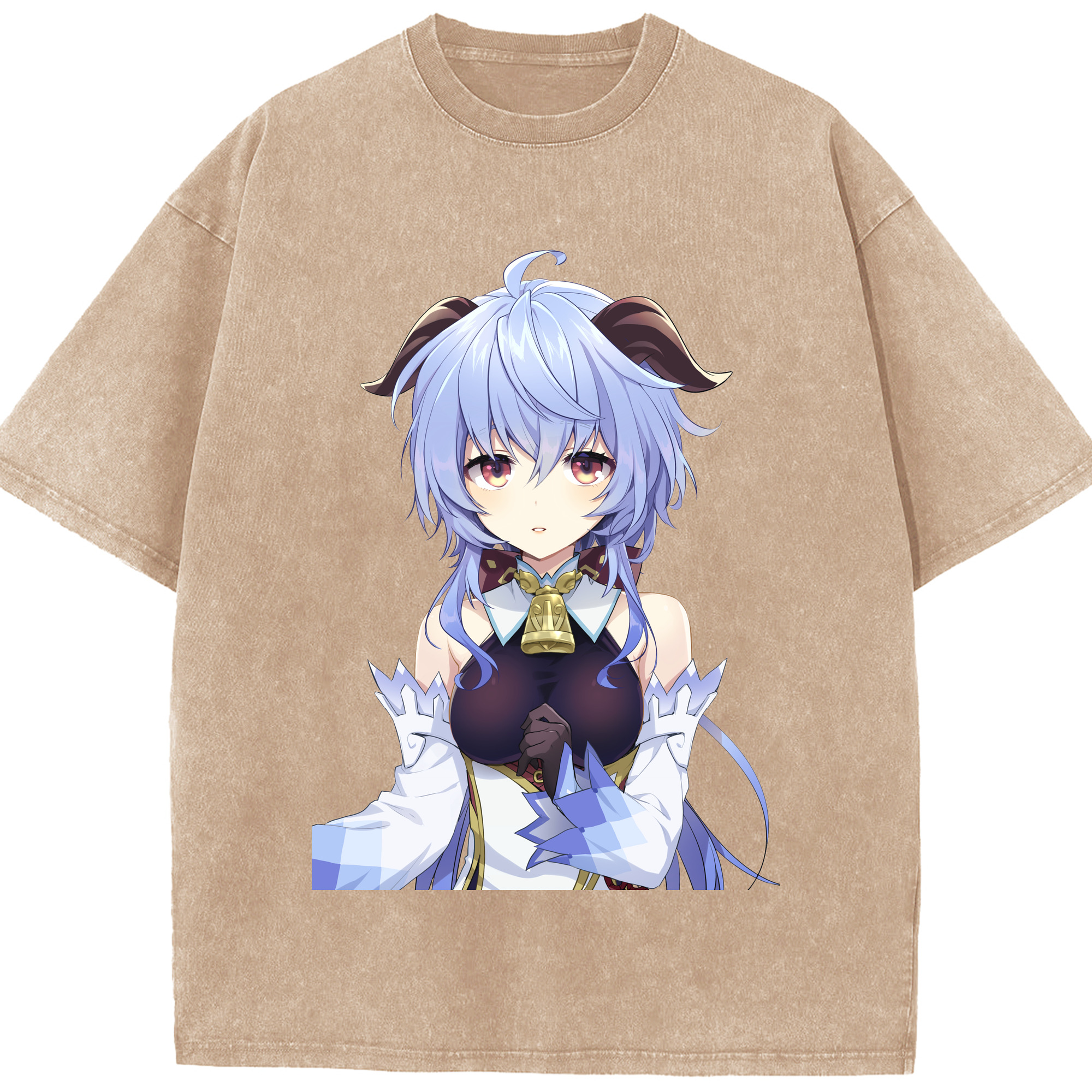 げんし神 甘雨 かんう genshin Ganyu 綿100% ヴィンテージ風 半袖Tシャツ（フロントプリント）