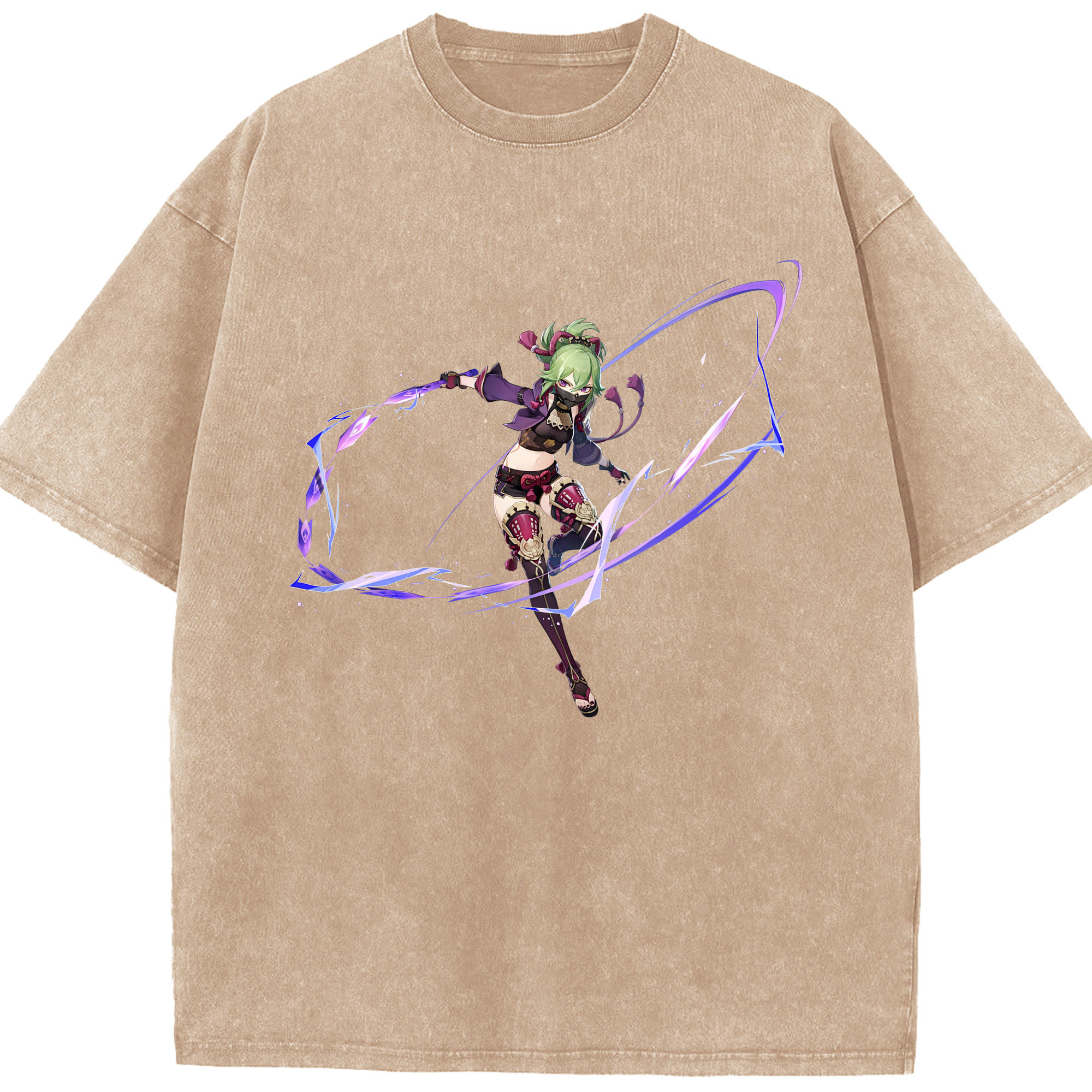 げんし神  久岐忍 くき しのぶ genshin Kuki Shinobu 綿100% ヴィンテージ風 半袖Tシャツ（フロントプリント）