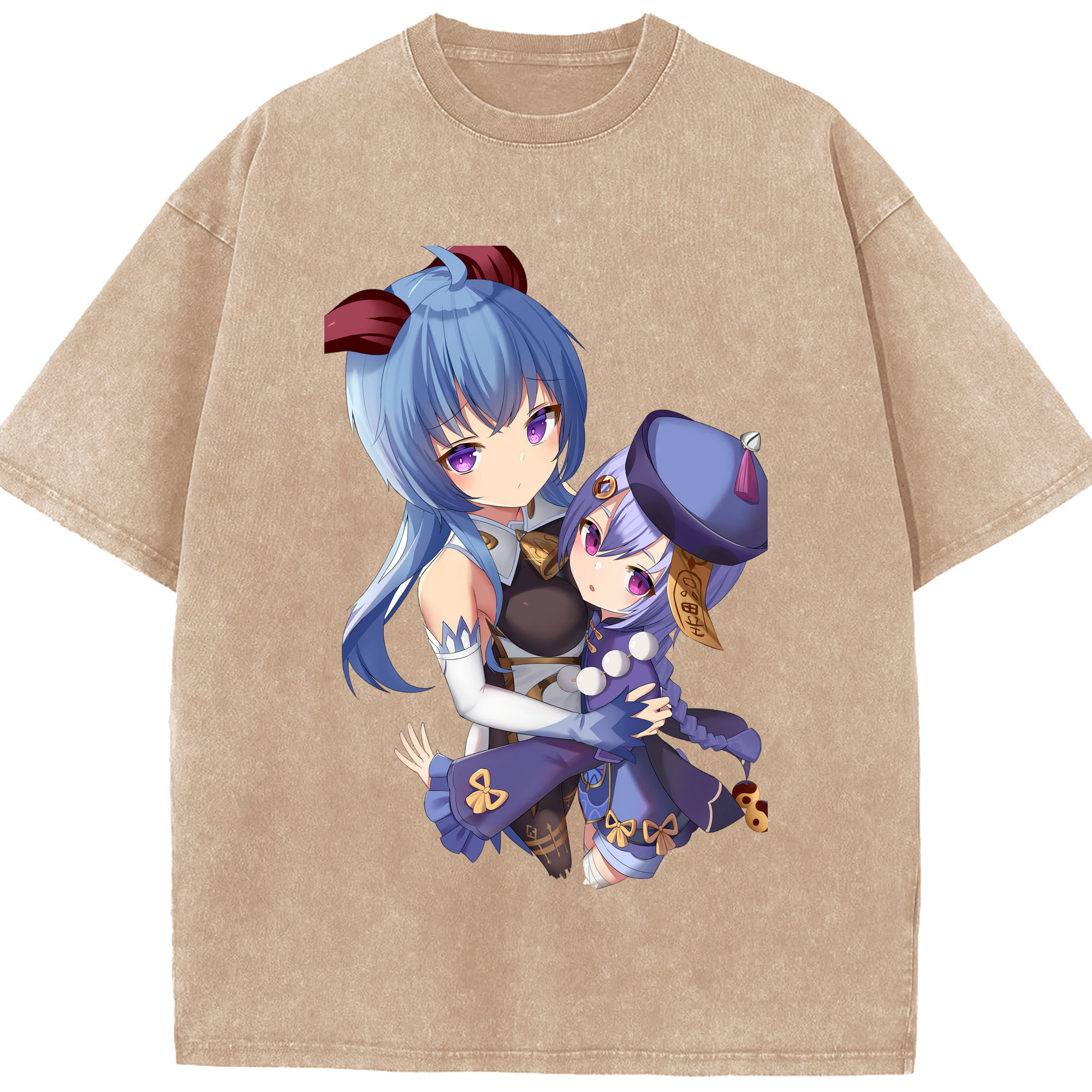げんし神 甘雨 かんう genshin Ganyu 綿100% ヴィンテージ風 半袖Tシャツ（フロントプリント）