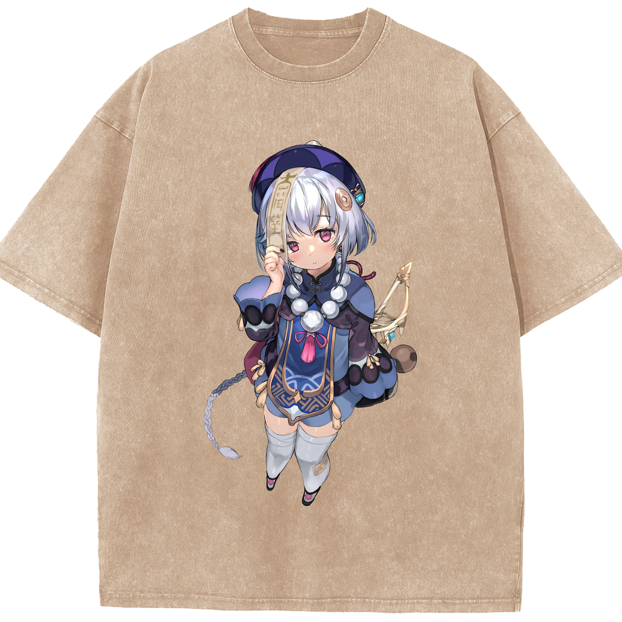げんし神 七七 なな  genshin Nana 綿100% ヴィンテージ風 半袖Tシャツ（フロントプリント）