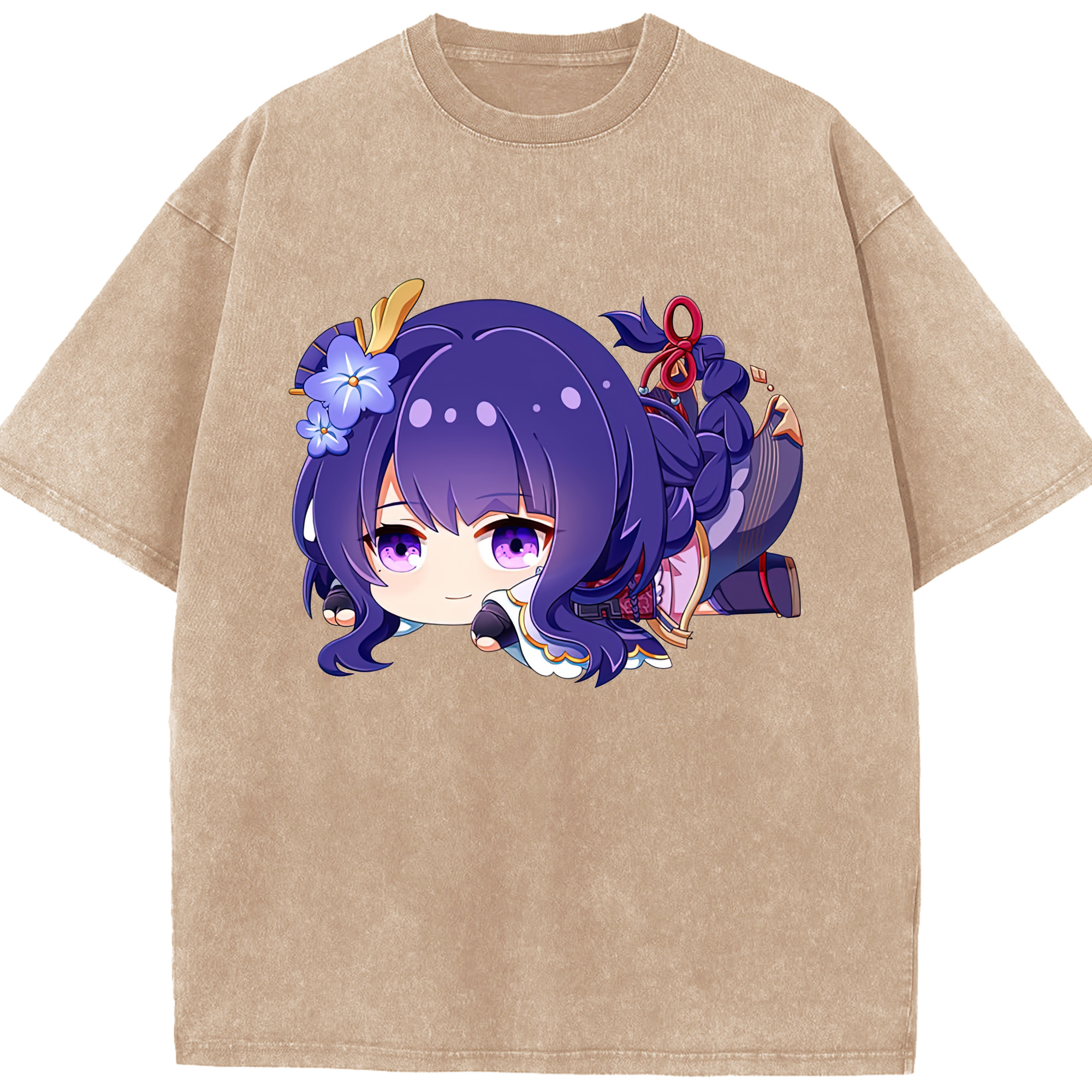 げんし神 雷電将軍 らいでんしょうぐん genshin Raiden Shogun 綿100% ヴィンテージ風 半袖Tシャツ（フロントプリント）