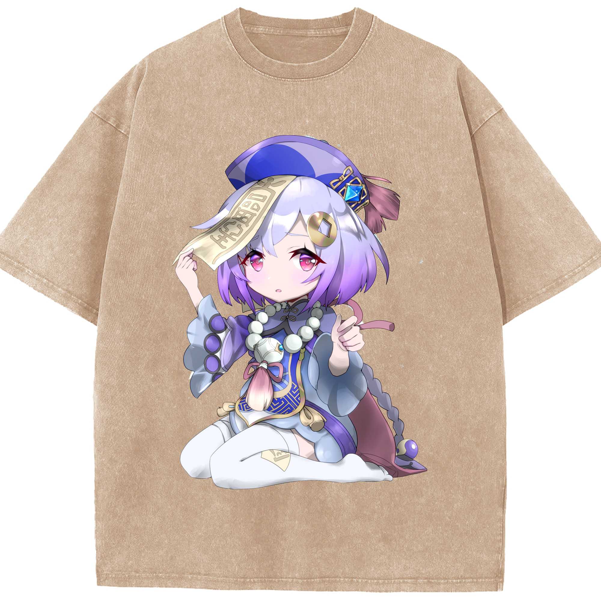 げんし神 七七 なな  genshin Nana 綿100% ヴィンテージ風 半袖Tシャツ（フロントプリント）