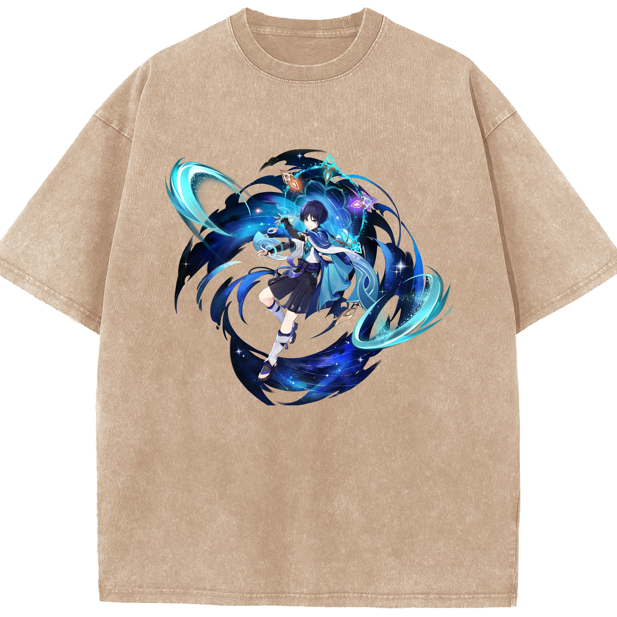 げんし神 さんペい genshin Sanpei 綿100% ヴィンテージ風 半袖Tシャツ（フロントプリント）