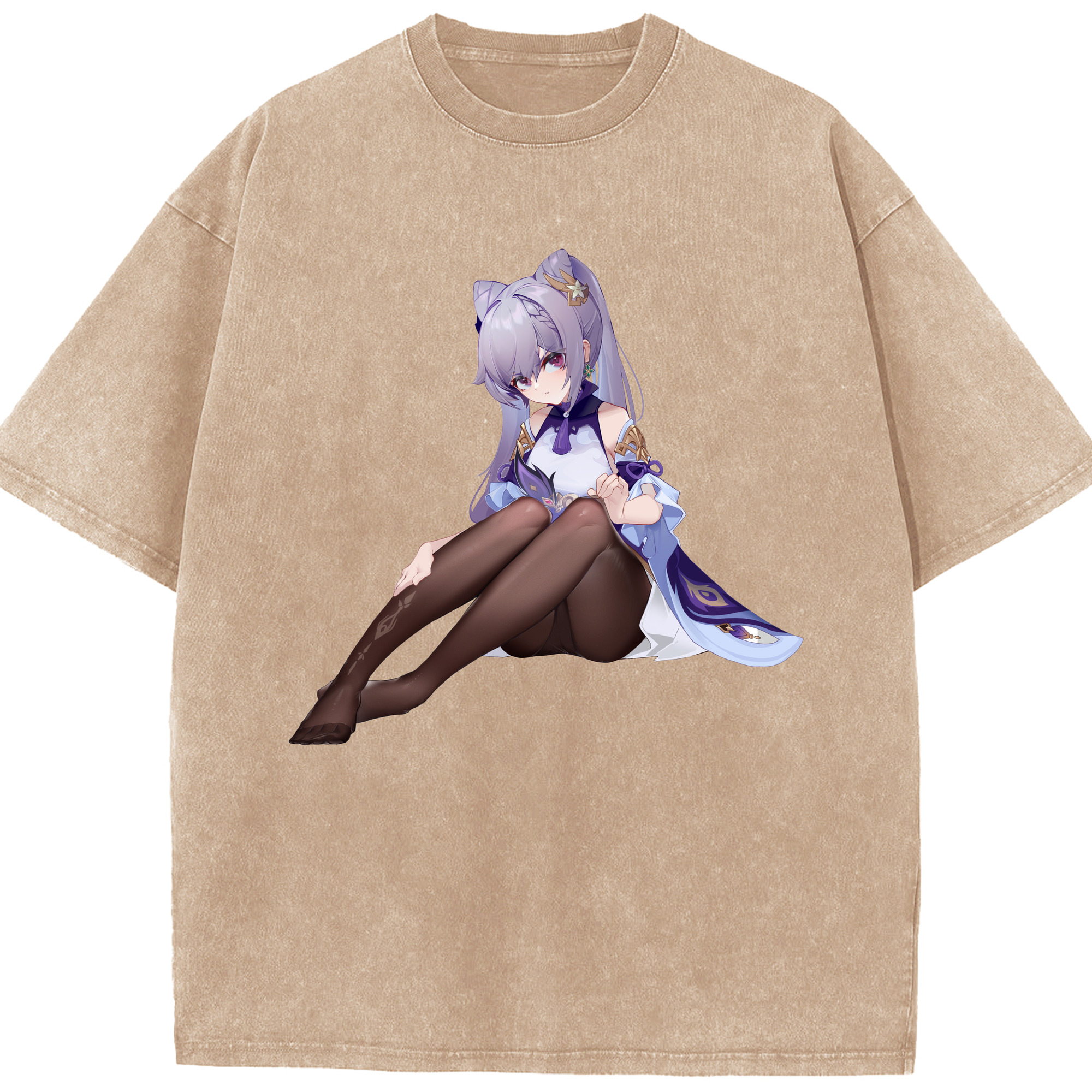 げんし神 刻晴 こくせい genshin Kokusei 綿100% ヴィンテージ風 半袖Tシャツ（フロントプリント）