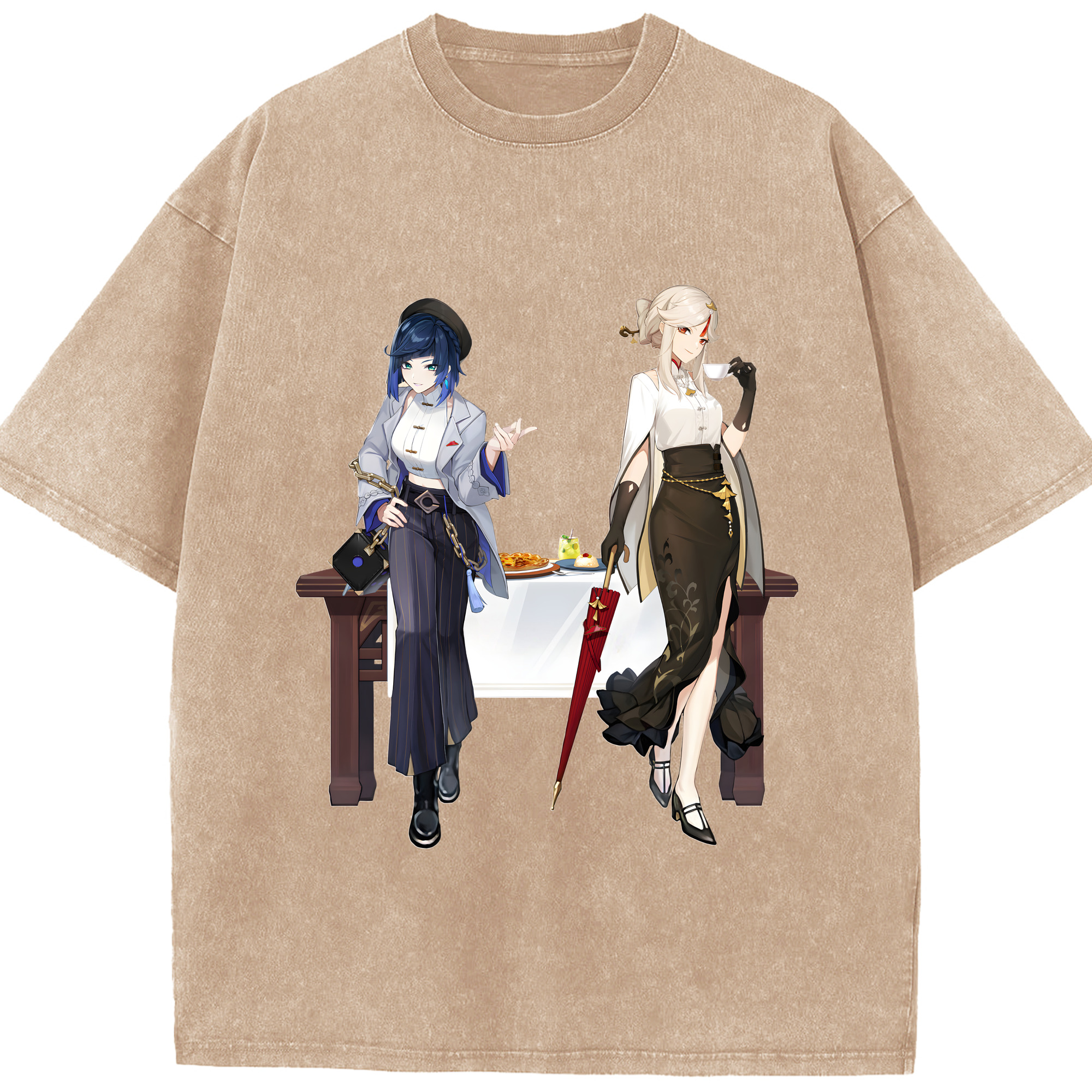 げんし神 夜兰 やらん genshin Yaran 綿100% ヴィンテージ風 半袖Tシャツ（フロントプリント）
