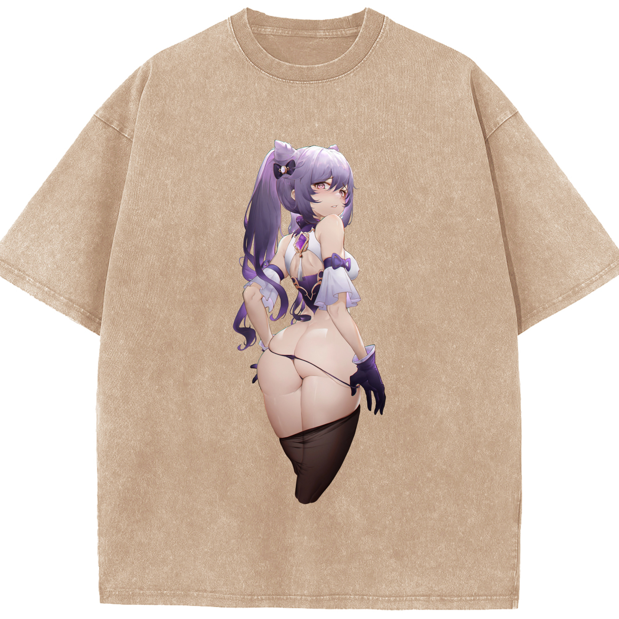 げんし神 刻晴 こくせい genshin Kokusei 綿100% ヴィンテージ風 半袖Tシャツ（フロントプリント）