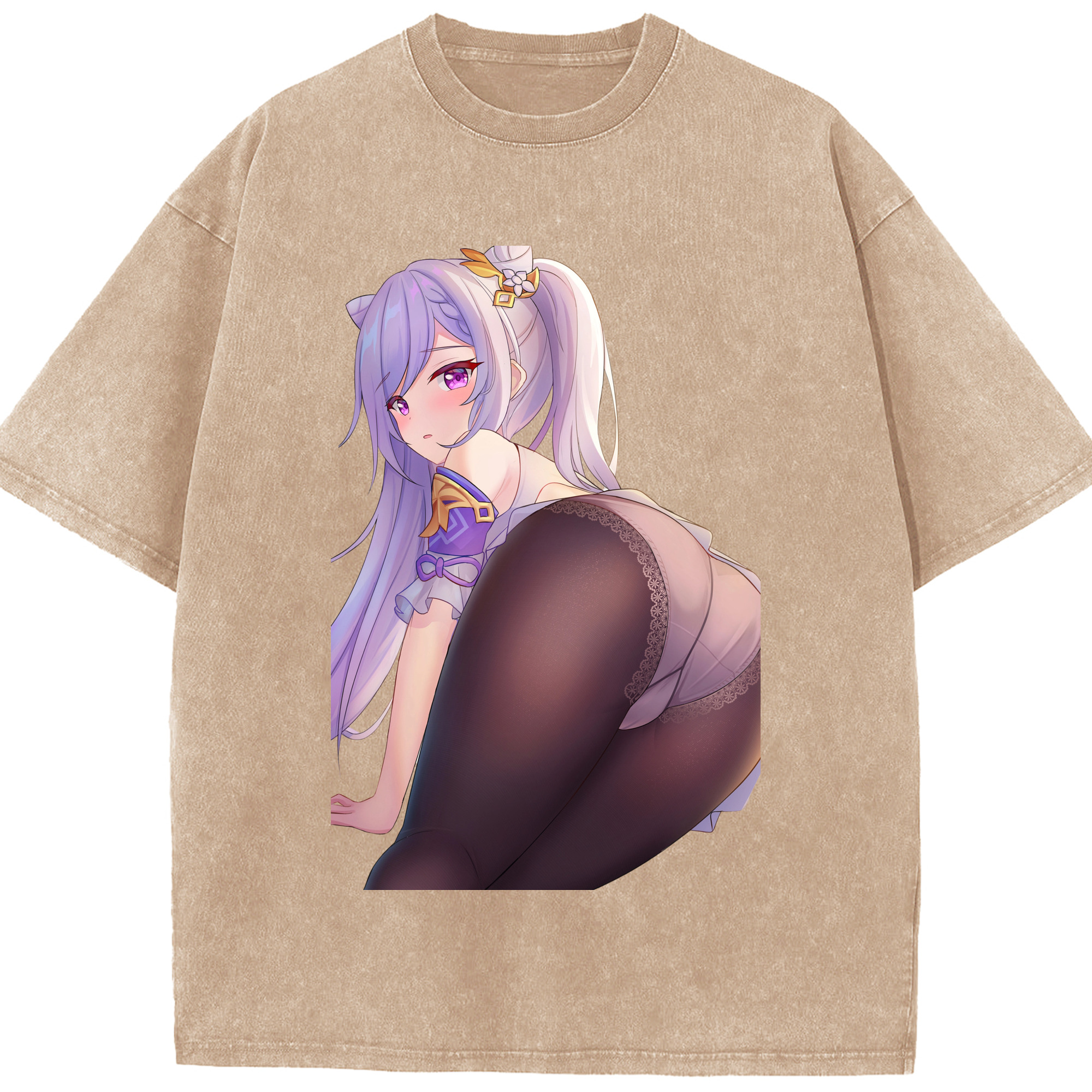げんし神 刻晴 こくせい genshin Kokusei 綿100% ヴィンテージ風 半袖Tシャツ（フロントプリント）