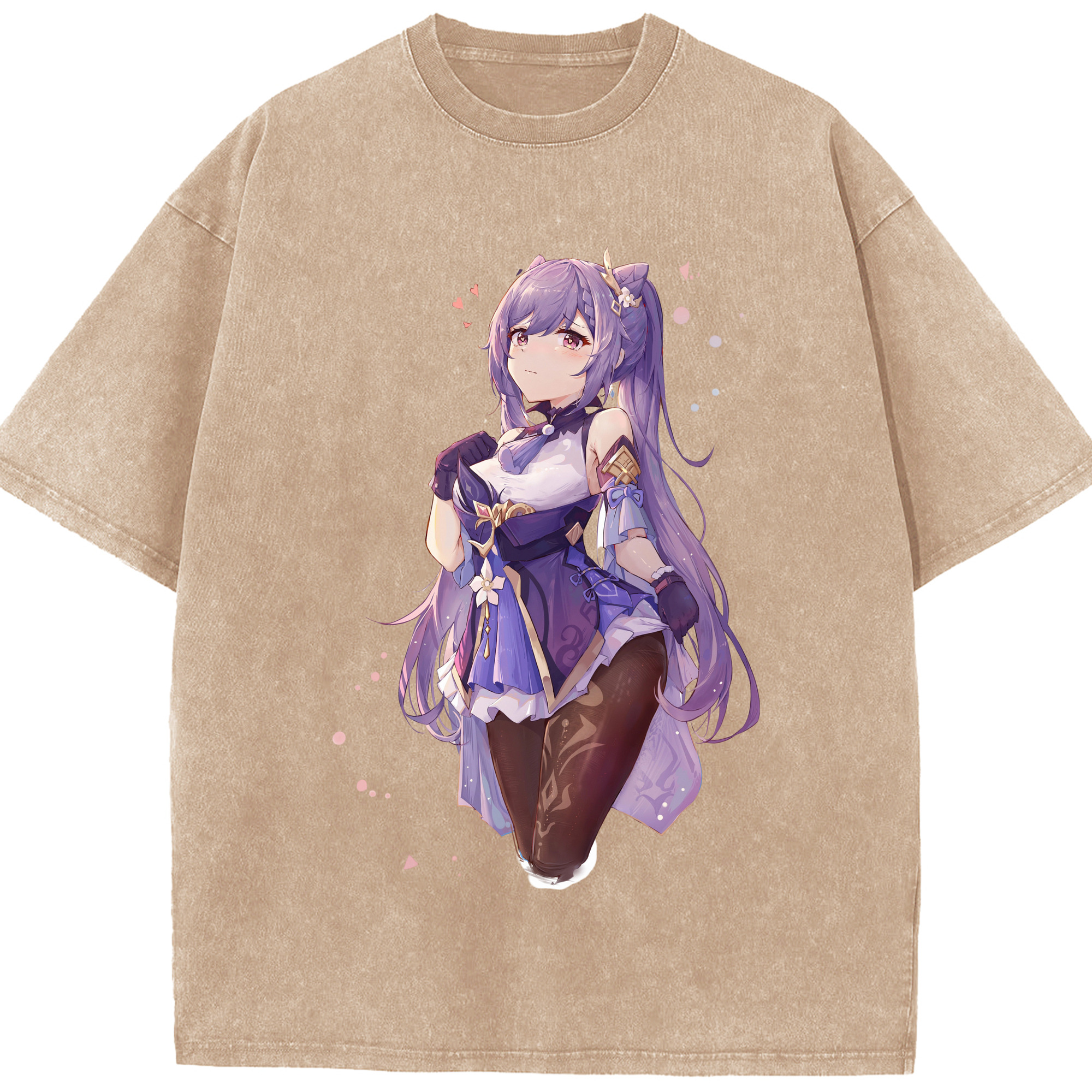 げんし神 刻晴 こくせい genshin Kokusei 綿100% ヴィンテージ風 半袖Tシャツ（フロントプリント）