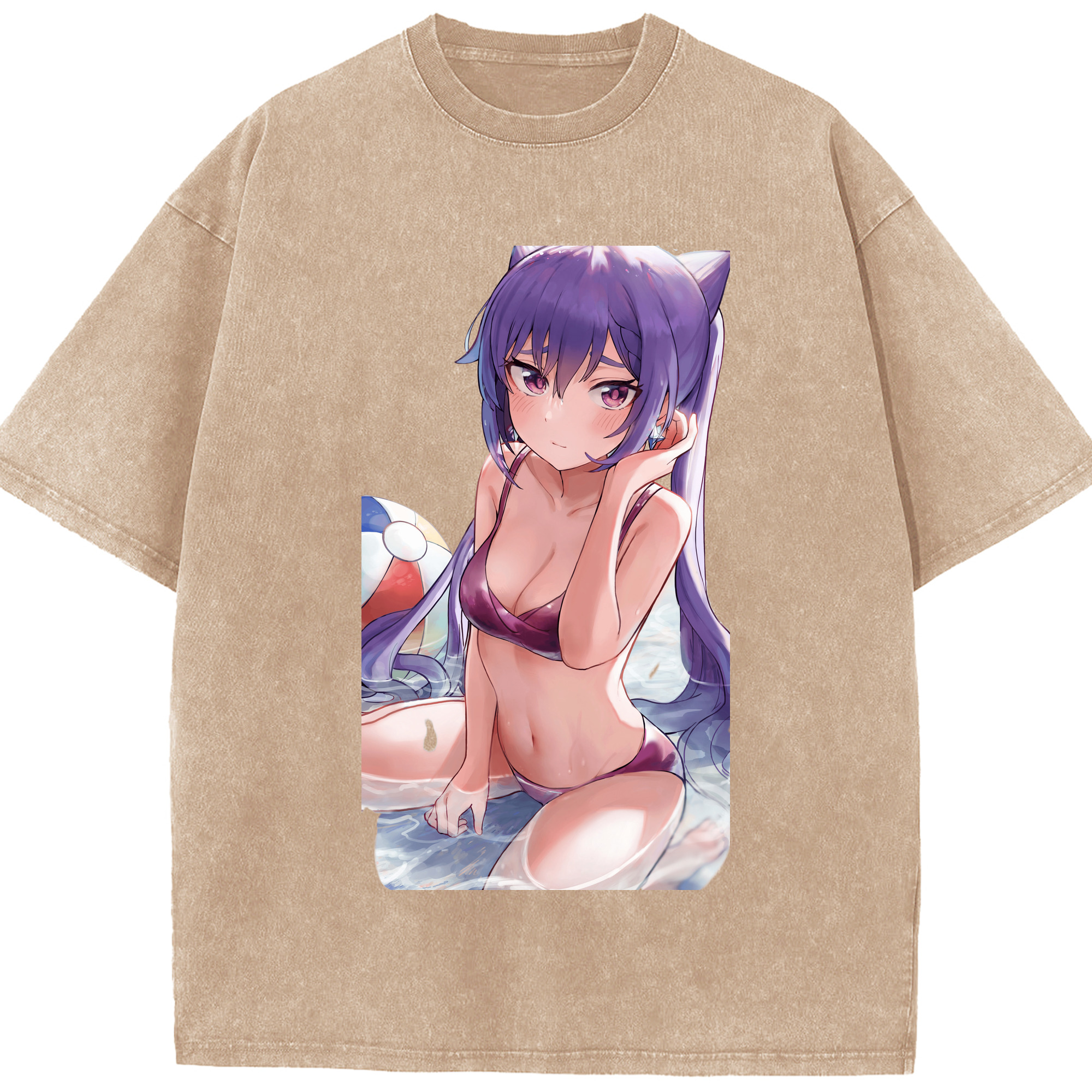 げんし神 刻晴 こくせい genshin Kokusei 綿100% ヴィンテージ風 半袖Tシャツ（フロントプリント）