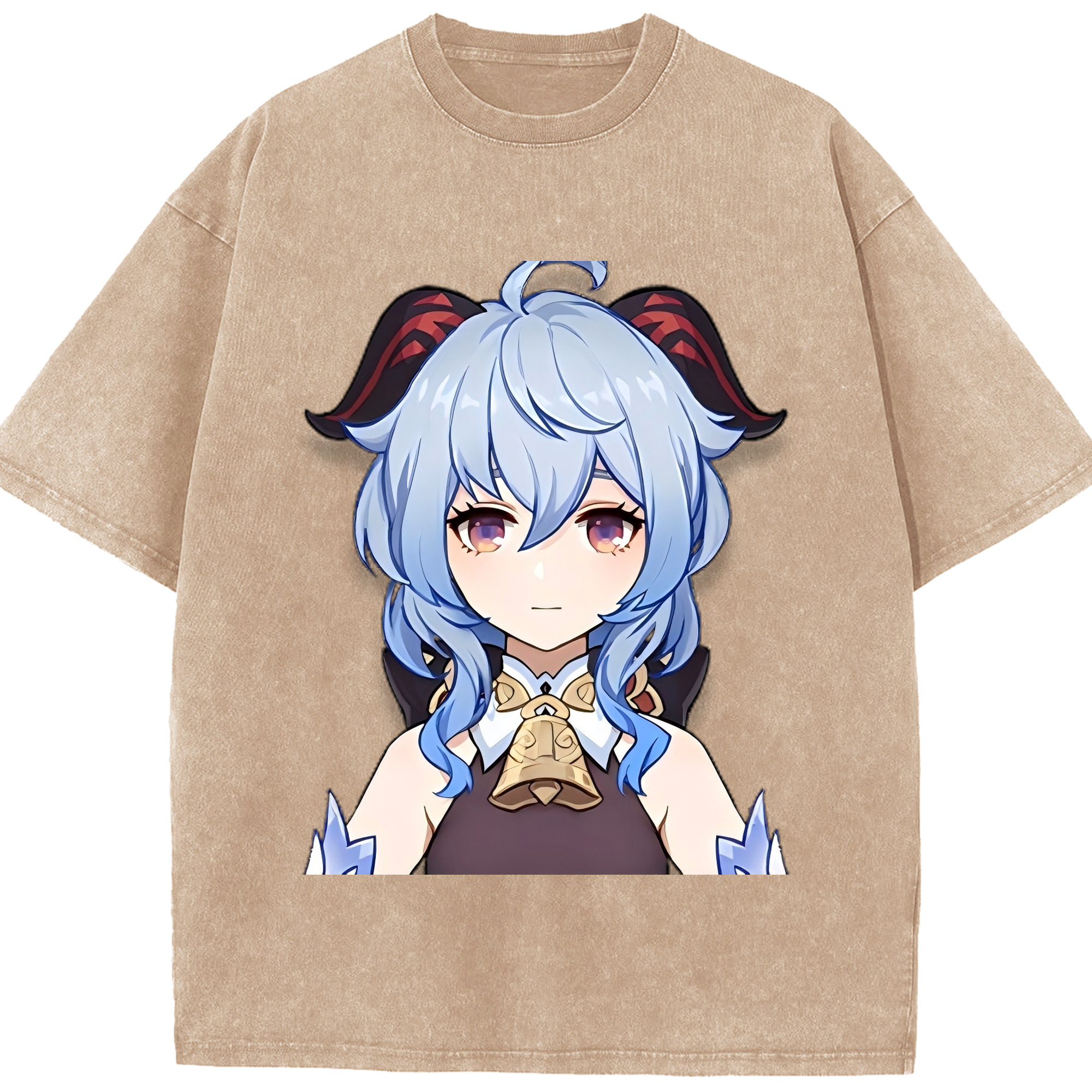 げんし神 甘雨 かんう genshin Ganyu 綿100% ヴィンテージ風 半袖Tシャツ（フロントプリント）