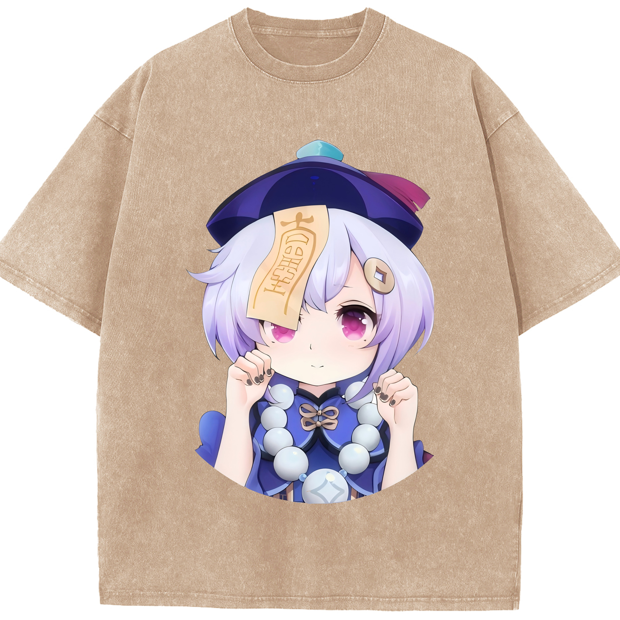 げんし神 七七 なな  genshin Nana 綿100% ヴィンテージ風 半袖Tシャツ（フロントプリント）