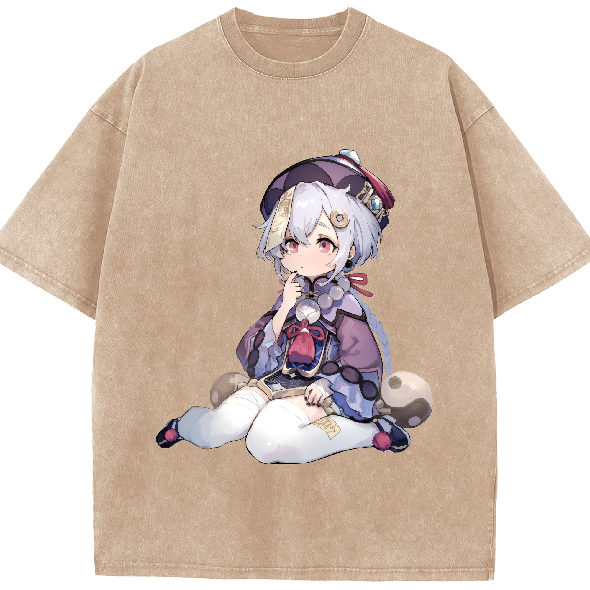 げんし神 七七 なな  genshin Nana 綿100% ヴィンテージ風 半袖Tシャツ（フロントプリント）