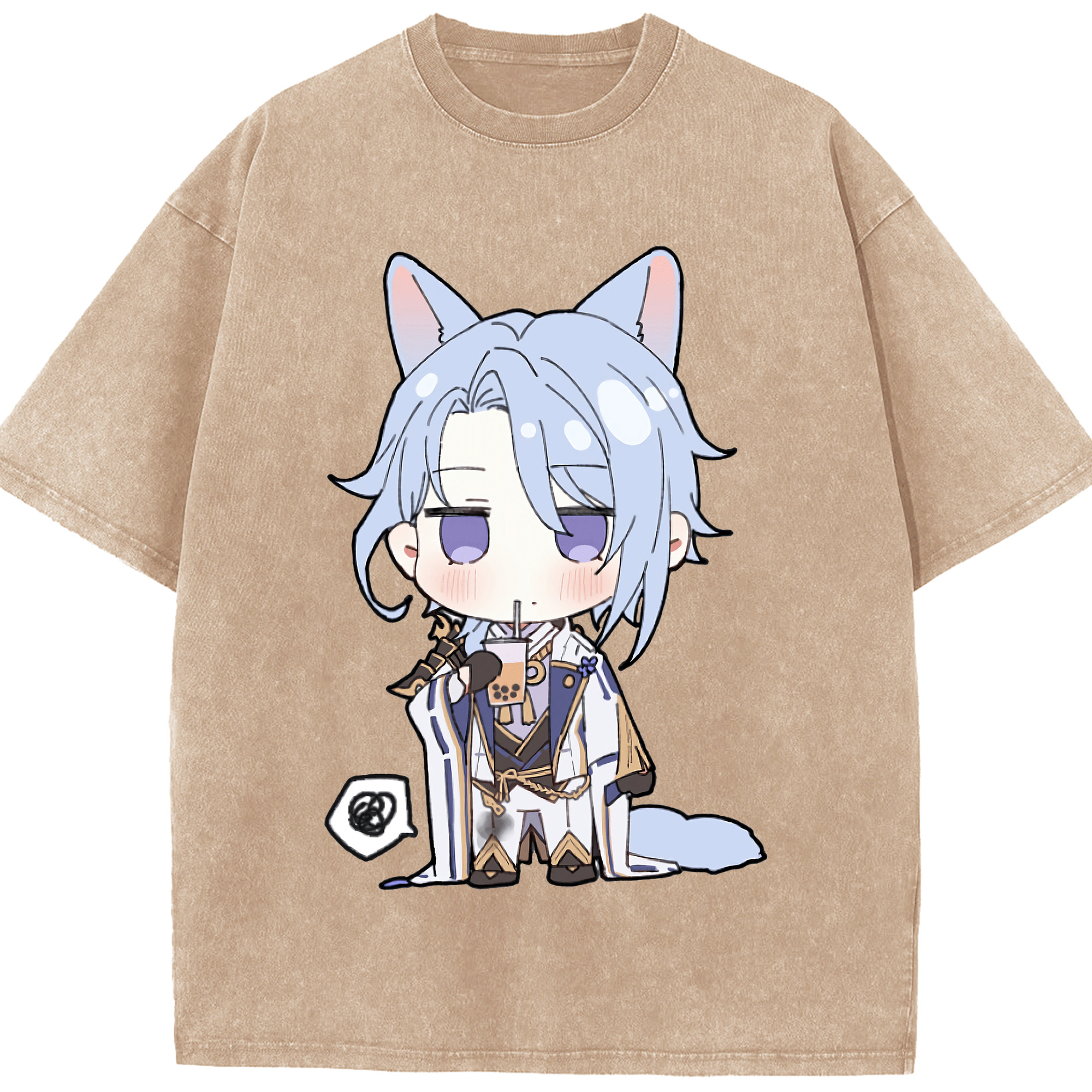げんし神 神里綾人 かみさとあやと genshin Kamisato Ayato 綿100% ヴィンテージ風 半袖Tシャツ（フロントプリント）