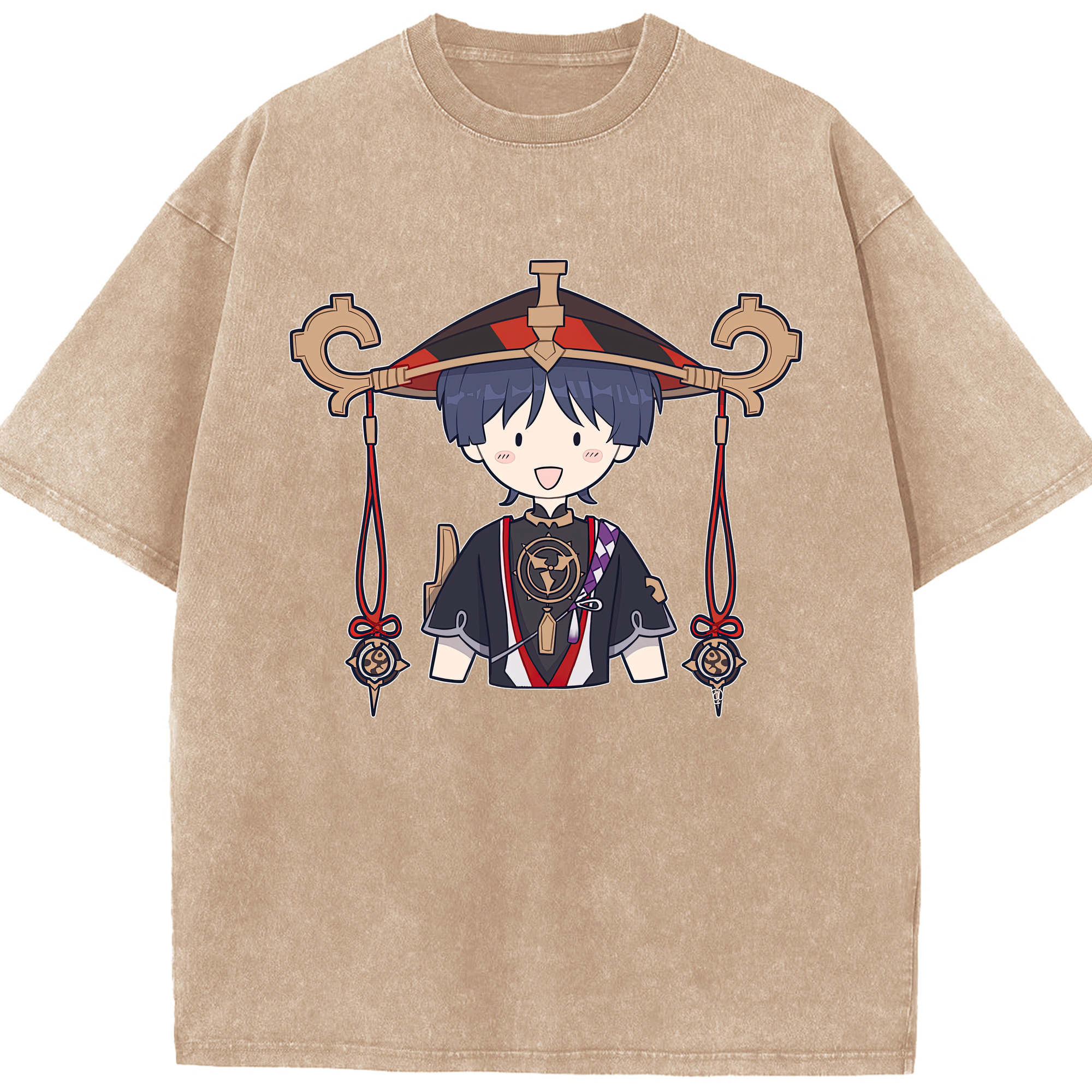 げんし神 さんペい genshin Sanpei 綿100% ヴィンテージ風 半袖Tシャツ（フロントプリント）