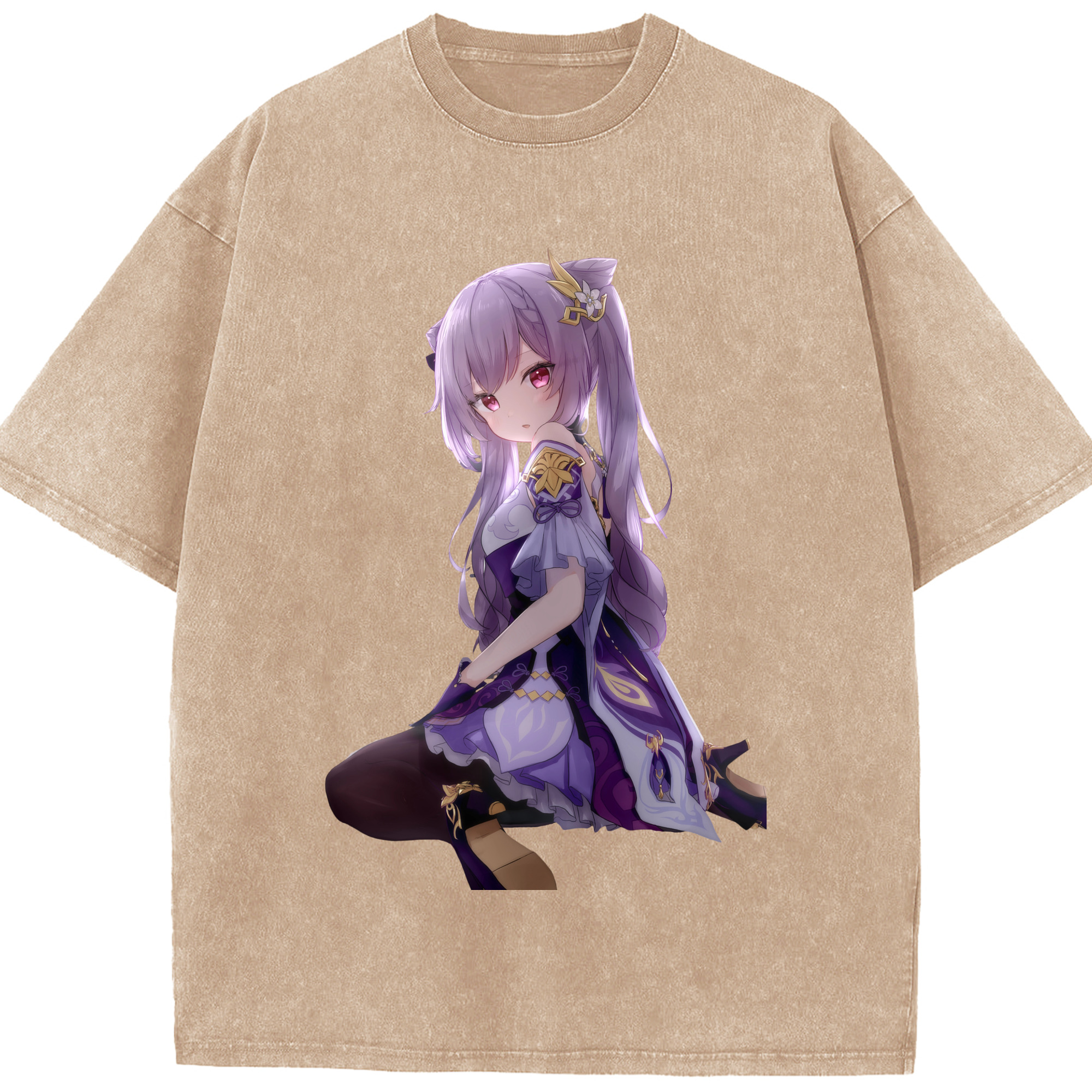 げんし神 刻晴 こくせい genshin Kokusei 綿100% ヴィンテージ風 半袖Tシャツ（フロントプリント）