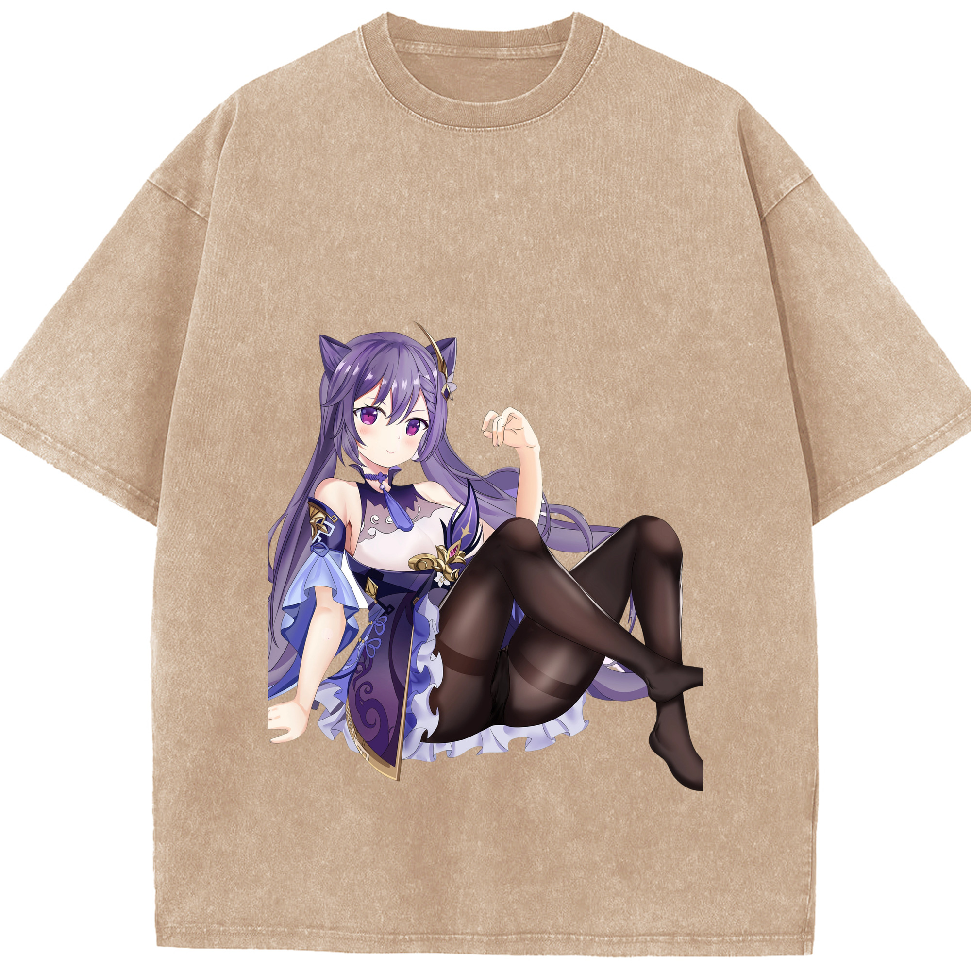 げんし神 刻晴 こくせい genshin Kokusei 綿100% ヴィンテージ風 半袖Tシャツ（フロントプリント）