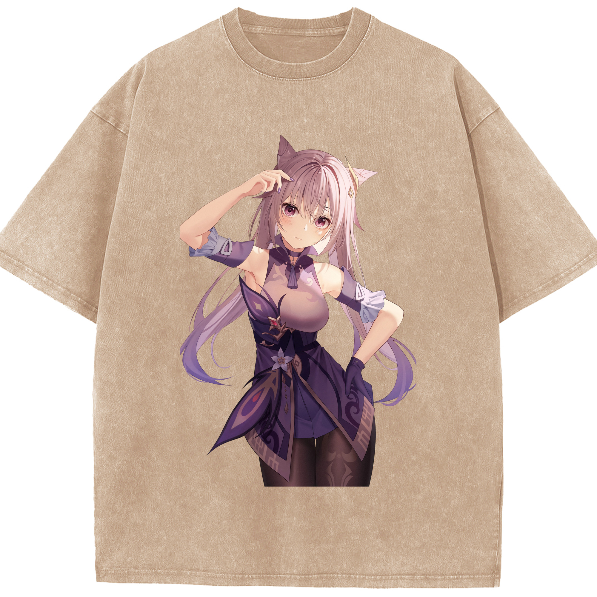 げんし神 刻晴 こくせい genshin Kokusei 綿100% ヴィンテージ風 半袖Tシャツ（フロントプリント）