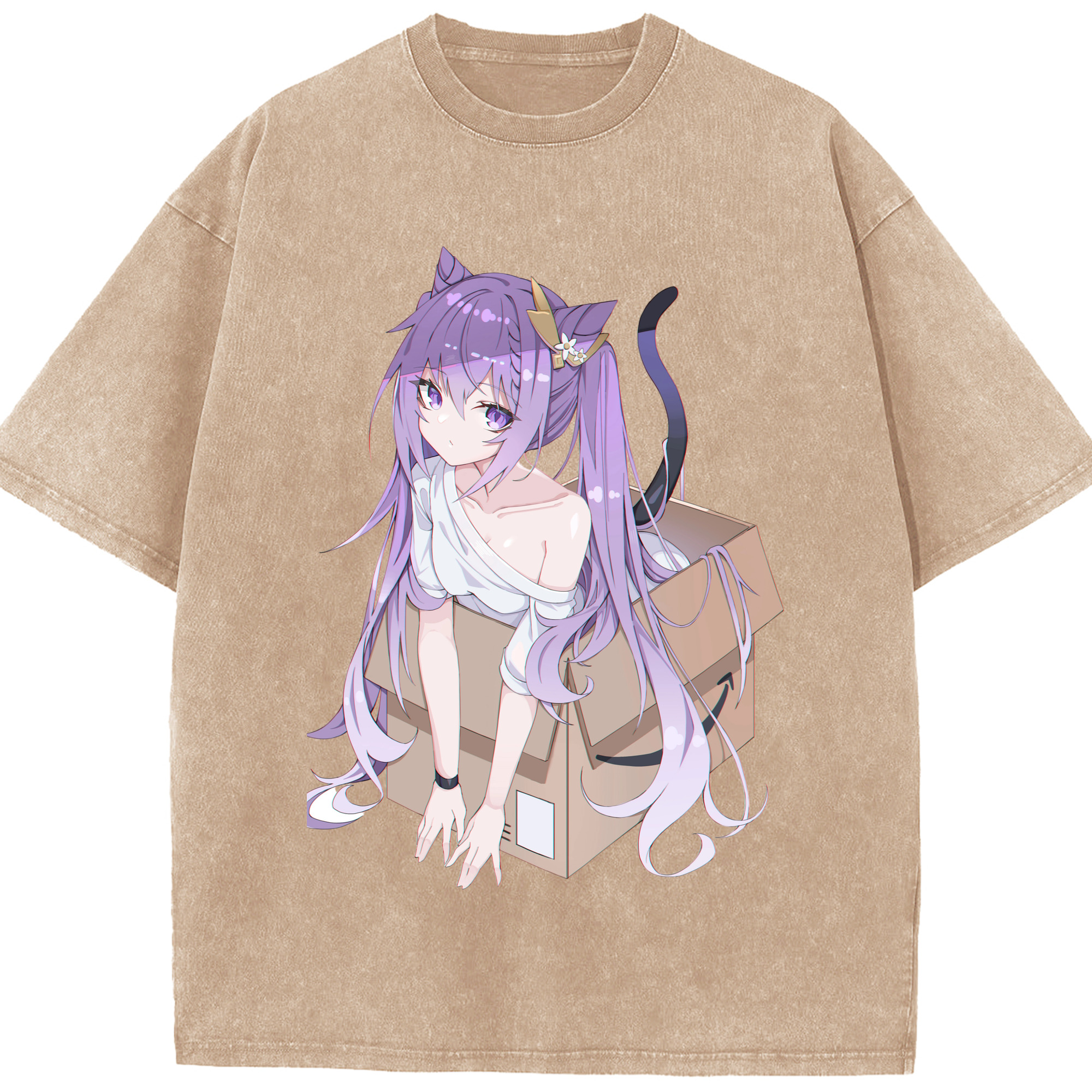 げんし神 刻晴 こくせい genshin Kokusei 綿100% ヴィンテージ風 半袖Tシャツ（フロントプリント）