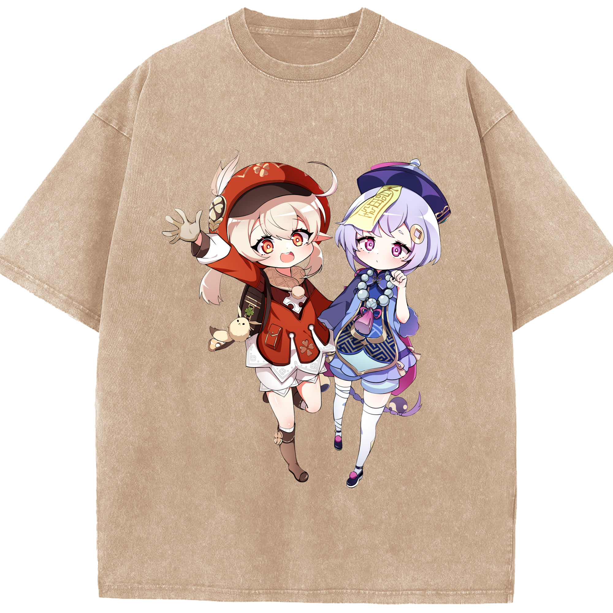 げんし神 七七 なな  genshin Nana 綿100% ヴィンテージ風 半袖Tシャツ（フロントプリント）