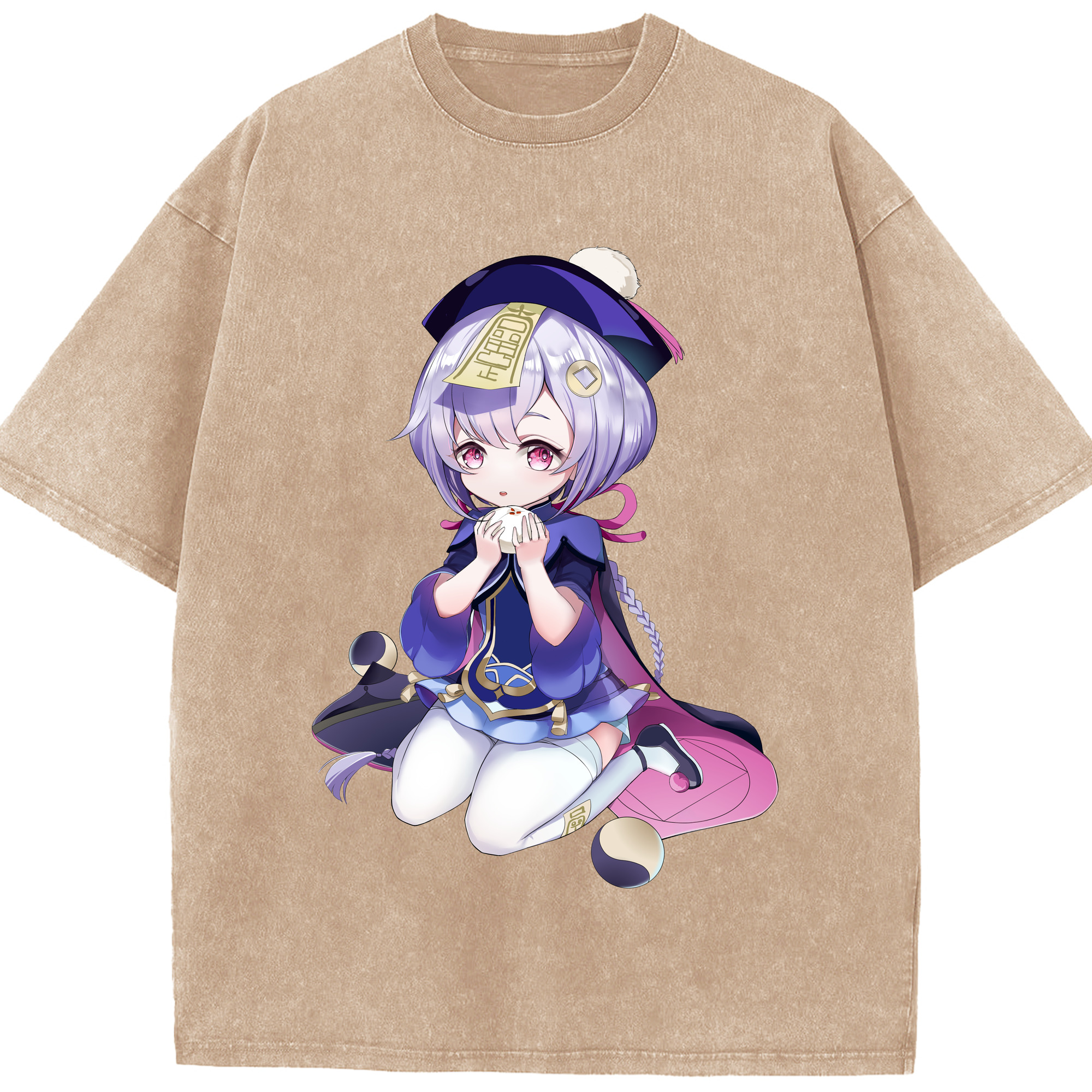 げんし神 七七 なな  genshin Nana 綿100% ヴィンテージ風 半袖Tシャツ（フロントプリント）