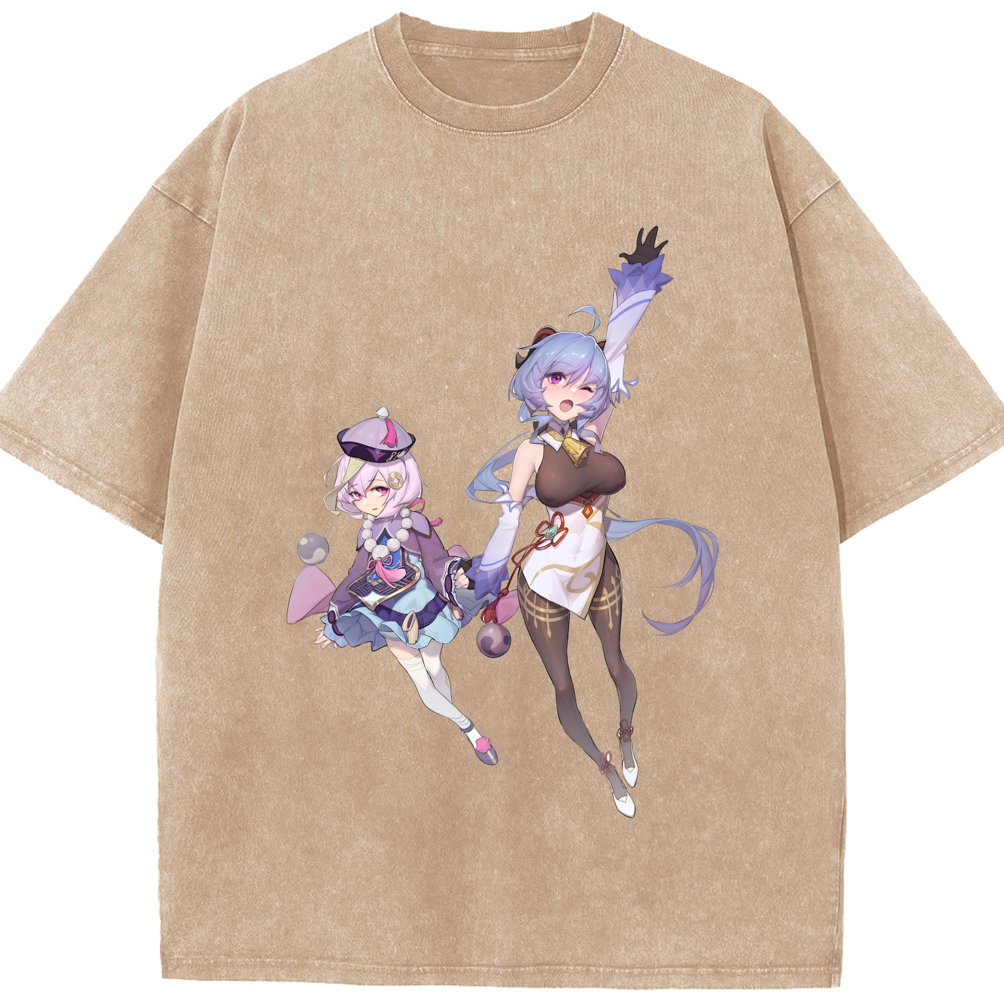 げんし神 七七 なな  genshin Nana 綿100% ヴィンテージ風 半袖Tシャツ（フロントプリント）
