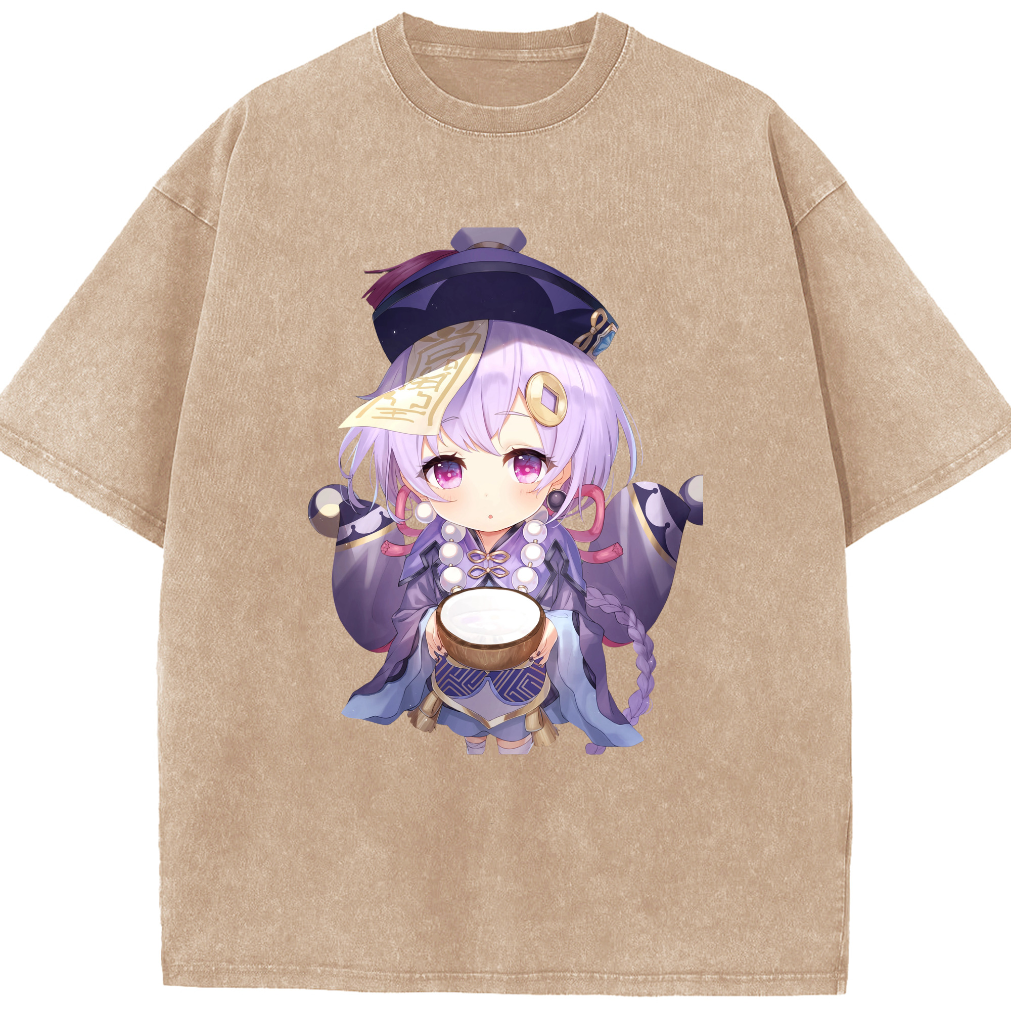 げんし神 七七 なな  genshin Nana 綿100% ヴィンテージ風 半袖Tシャツ（フロントプリント）