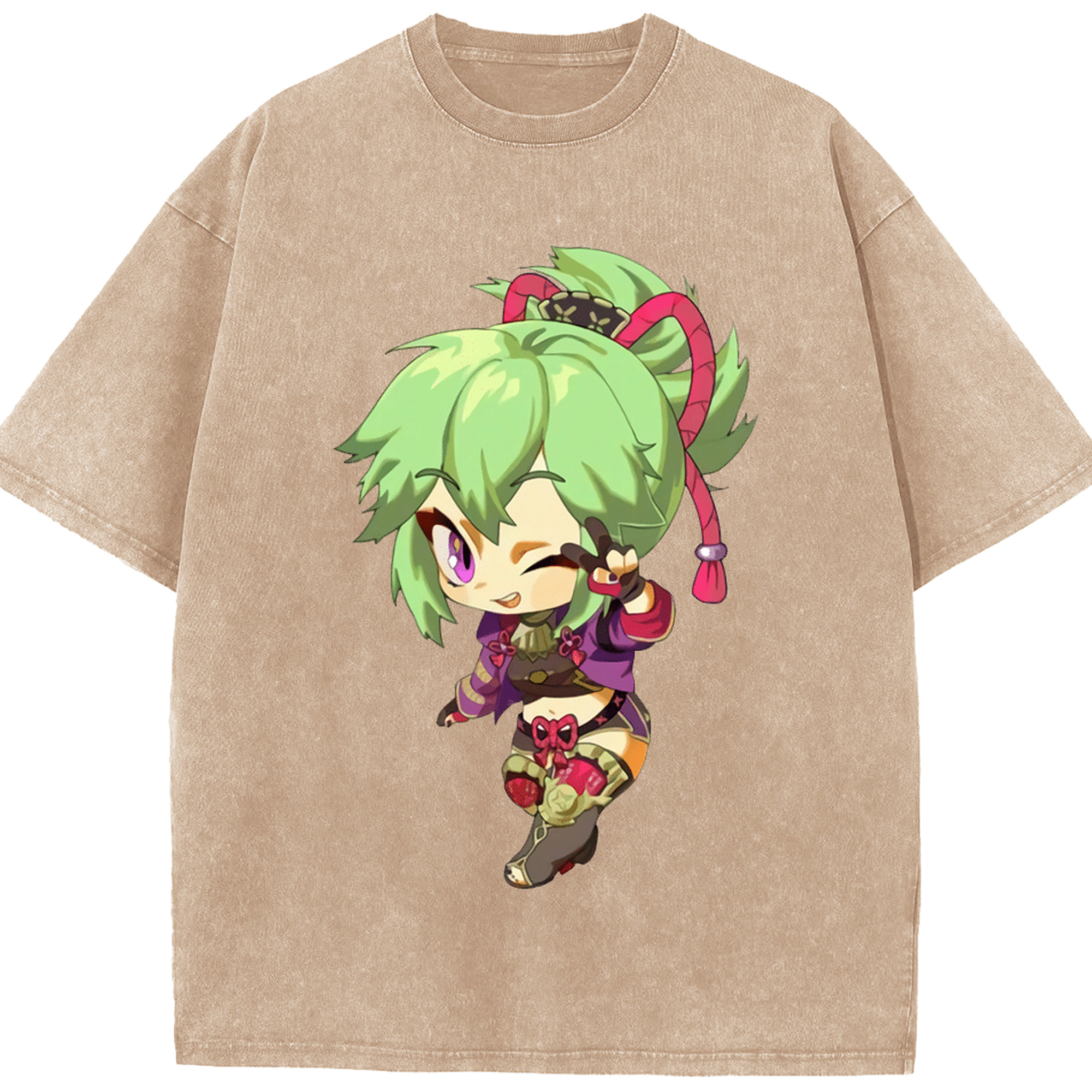 げんし神  久岐忍 くき しのぶ genshin Kuki Shinobu 綿100% ヴィンテージ風 半袖Tシャツ（フロントプリント）