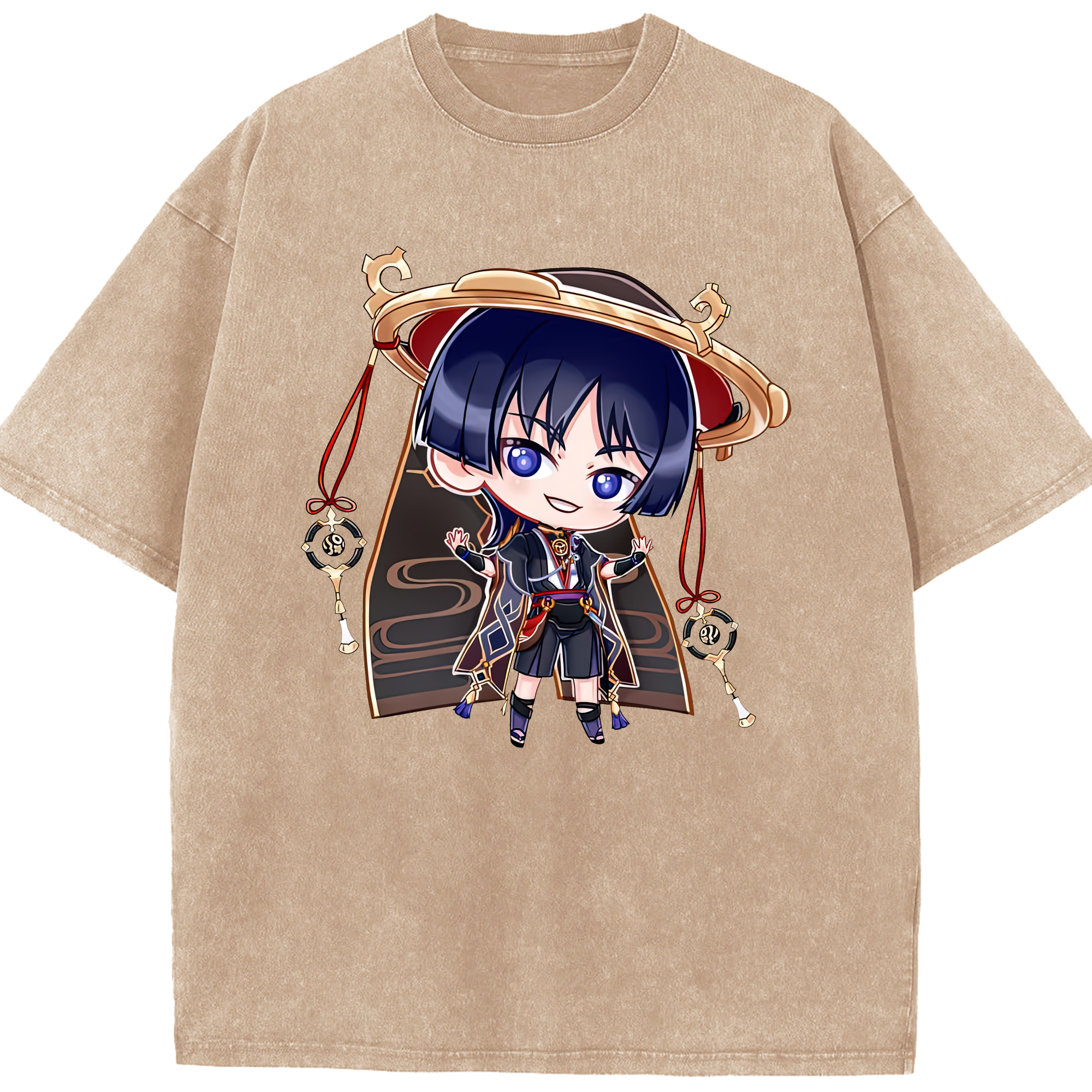 げんし神 さんペい genshin Sanpei 綿100% ヴィンテージ風 半袖Tシャツ（フロントプリント）