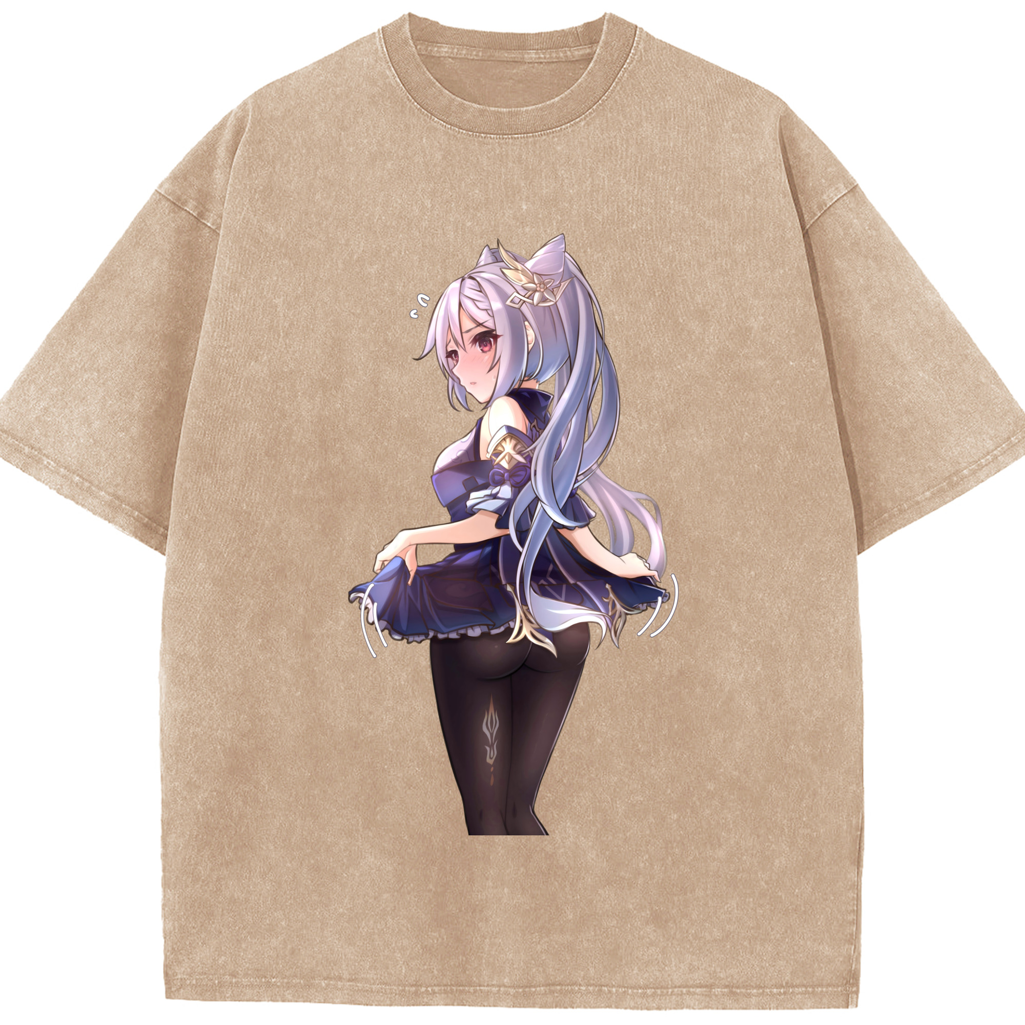 げんし神 刻晴 こくせい genshin Kokusei 綿100% ヴィンテージ風 半袖Tシャツ（フロントプリント）
