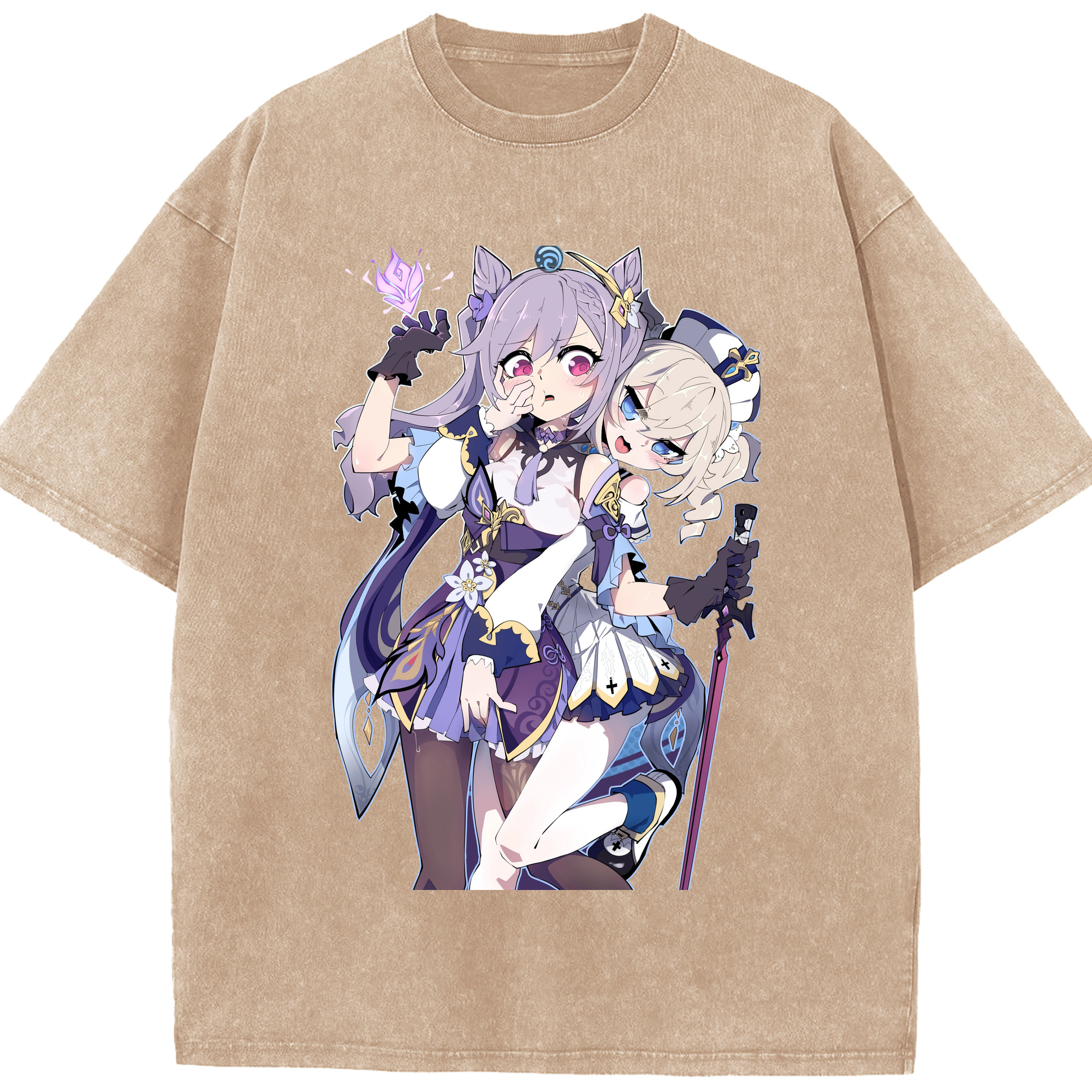 げんし神 刻晴 こくせい genshin Kokusei 綿100% ヴィンテージ風 半袖Tシャツ（フロントプリント）