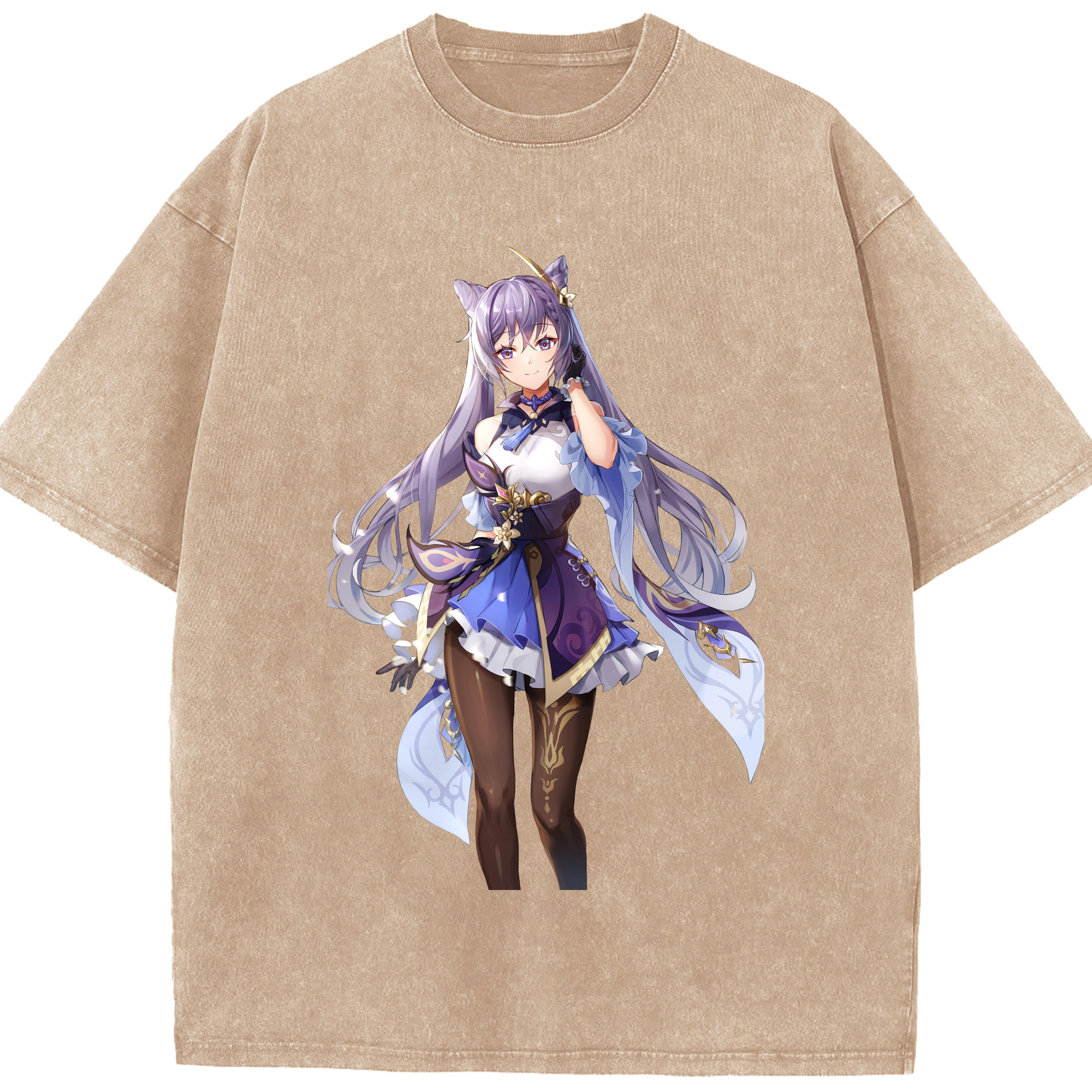 げんし神 刻晴 こくせい genshin Kokusei 綿100% ヴィンテージ風 半袖Tシャツ（フロントプリント）