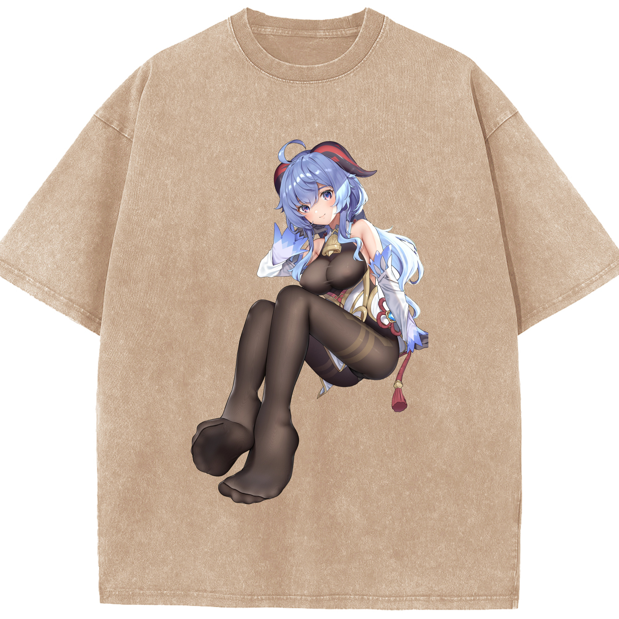 げんし神 甘雨 かんう genshin Ganyu 綿100% ヴィンテージ風 半袖Tシャツ（フロントプリント）