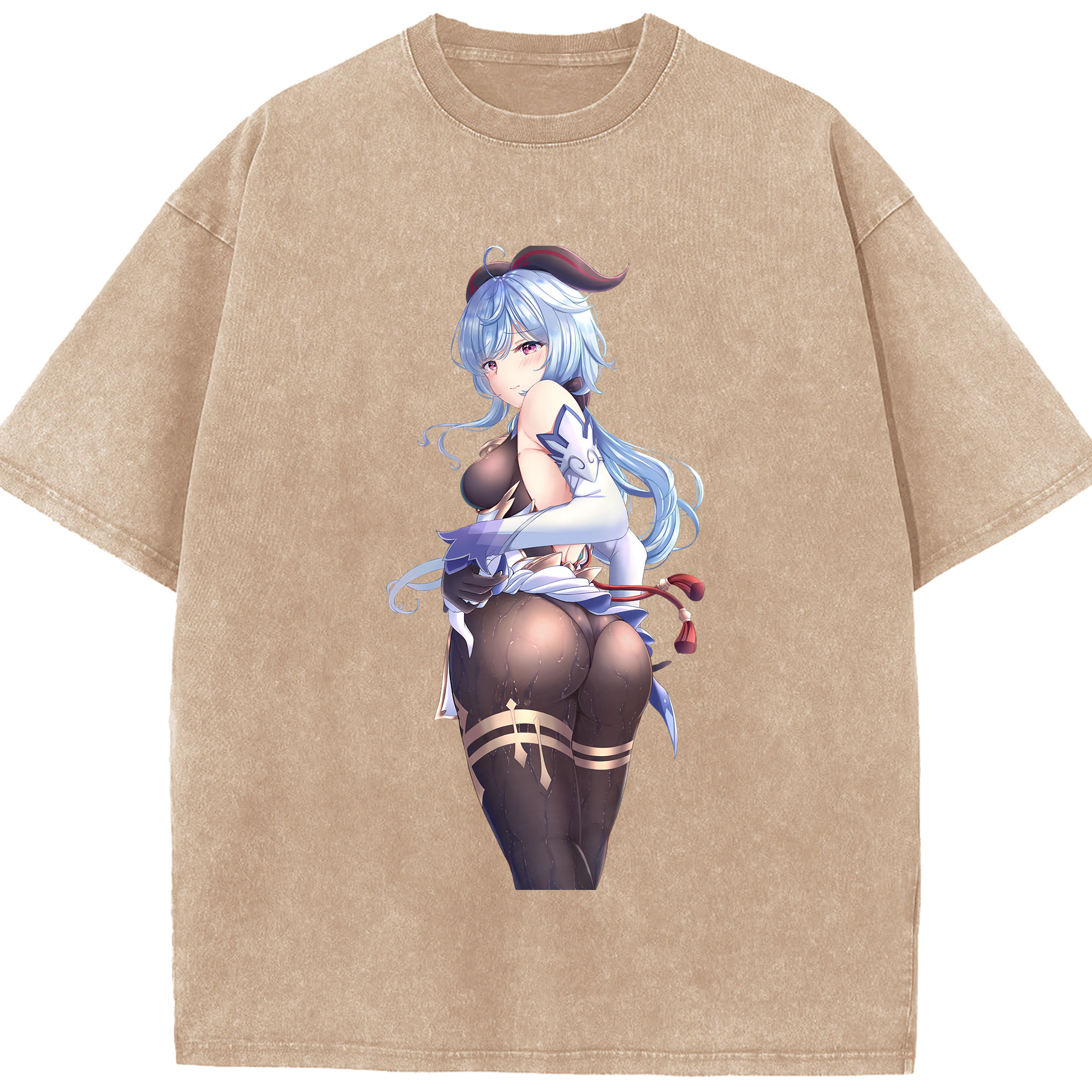 げんし神 甘雨 かんう genshin Ganyu 綿100% ヴィンテージ風 半袖Tシャツ（フロントプリント）