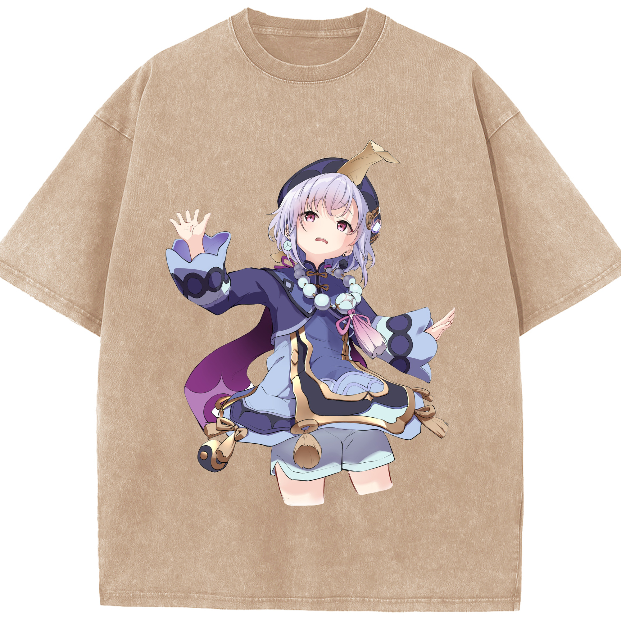 げんし神 七七 なな  genshin Nana 綿100% ヴィンテージ風 半袖Tシャツ（フロントプリント）