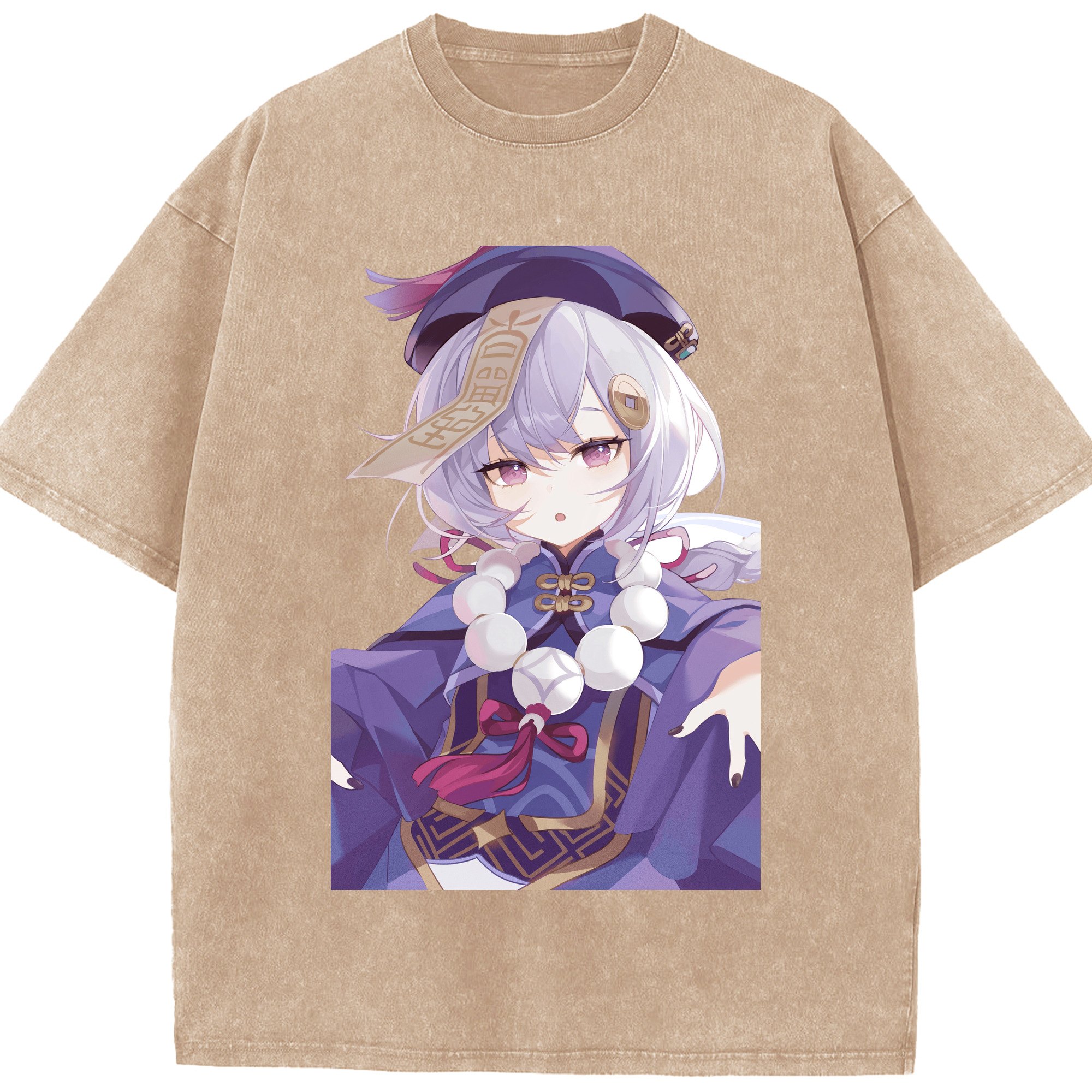 げんし神 七七 なな  genshin Nana 綿100% ヴィンテージ風 半袖Tシャツ（フロントプリント）