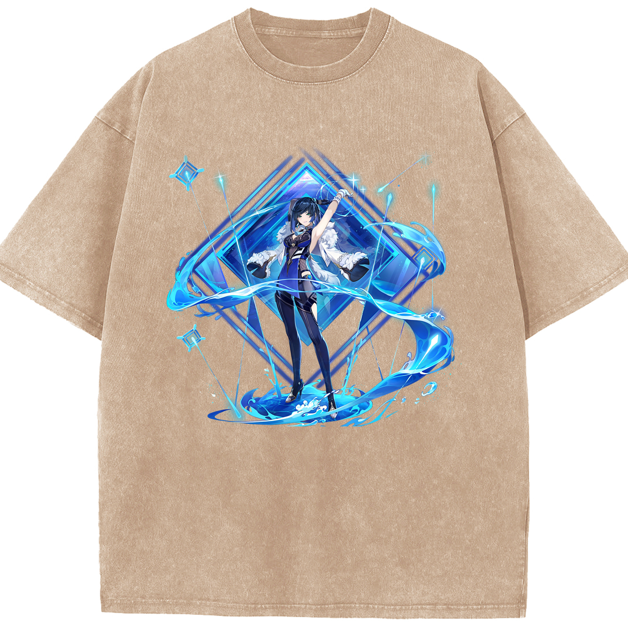 げんし神 夜兰 やらん genshin Yaran 綿100% ヴィンテージ風 半袖Tシャツ（フロントプリント）