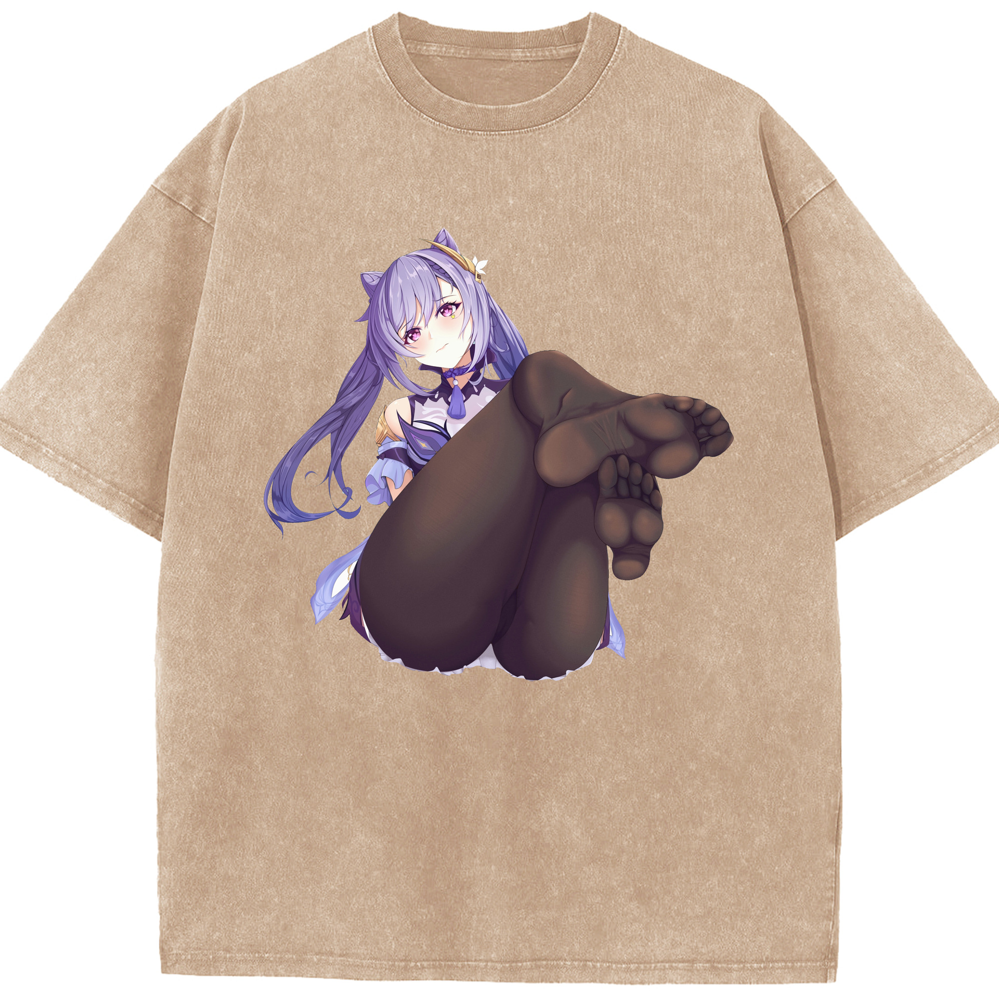 げんし神 刻晴 こくせい genshin Kokusei 綿100% ヴィンテージ風 半袖Tシャツ（フロントプリント）